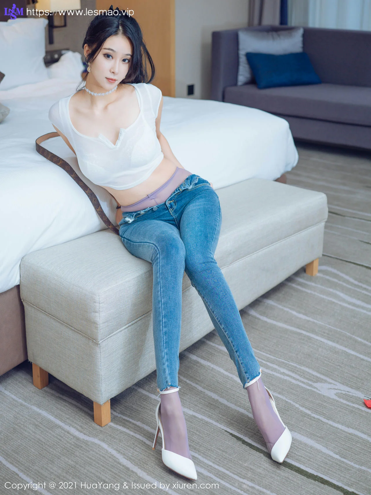 HuaYang 花漾show Vol.405 蕾丝内衣丝袜 蓝夏Akasha 性感写真 - 3