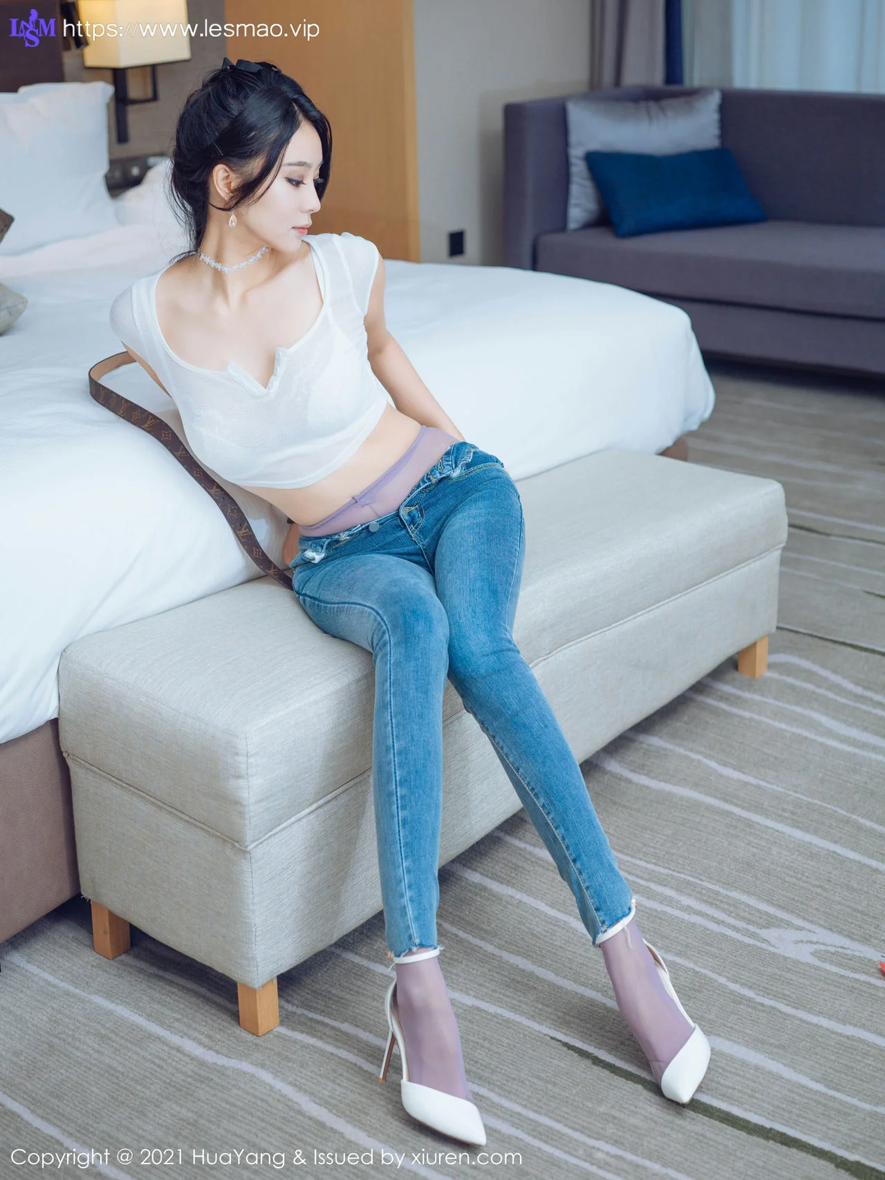 HuaYang 花漾show Vol.405 蕾丝内衣丝袜 蓝夏Akasha 性感写真 - 4