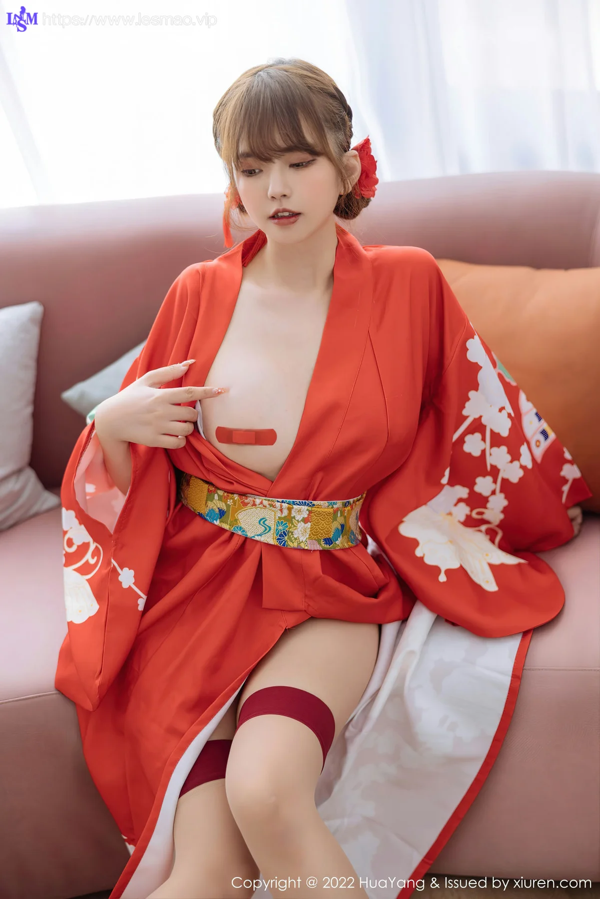 HuaYang 花漾show Vol.518 张思允Nice 红色和服西双版纳旅拍1 - 5