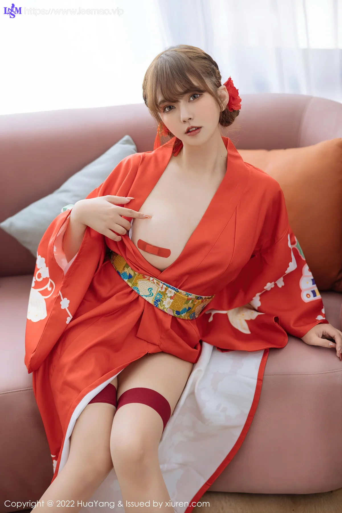 HuaYang 花漾show Vol.518 张思允Nice 红色和服西双版纳旅拍1 - 6