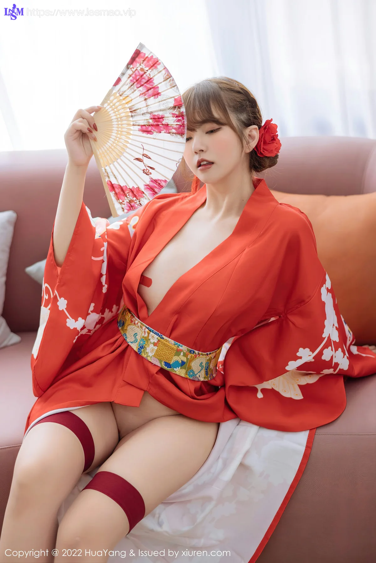 HuaYang 花漾show Vol.518 张思允Nice 红色和服西双版纳旅拍1 - 8