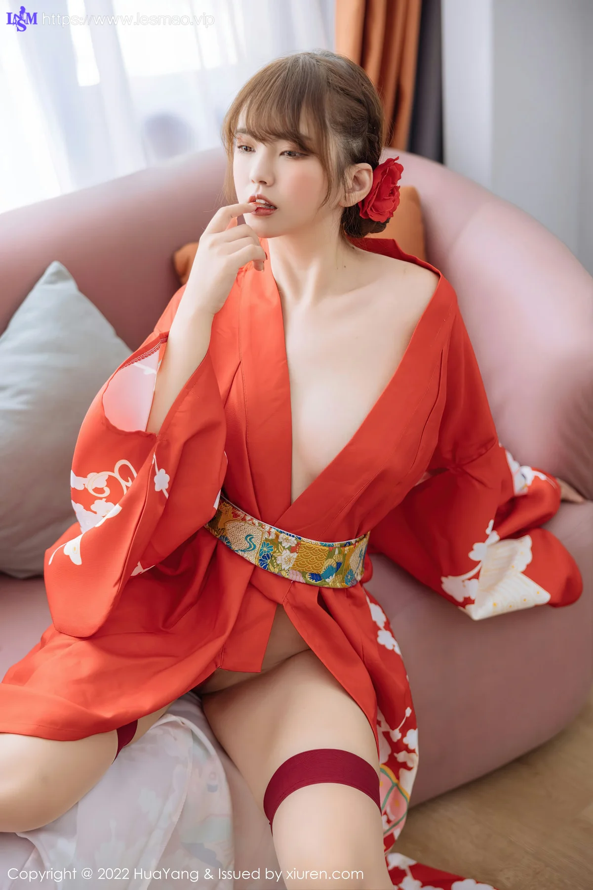 HuaYang 花漾show Vol.518 张思允Nice 红色和服西双版纳旅拍1 - 2