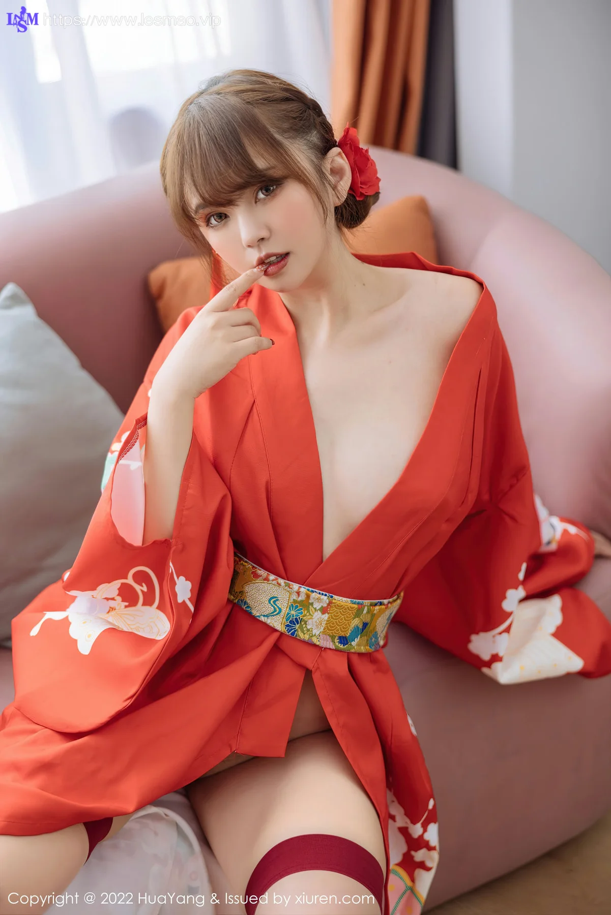 HuaYang 花漾show Vol.518 张思允Nice 红色和服西双版纳旅拍1 - 3