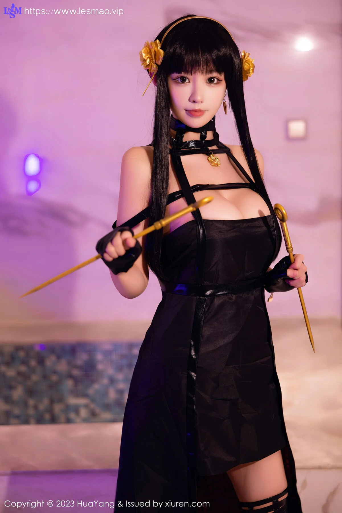 HuaYang 花漾show Vol.534  朱可儿Flora 粉色连衣短裙西双版纳旅... - 1