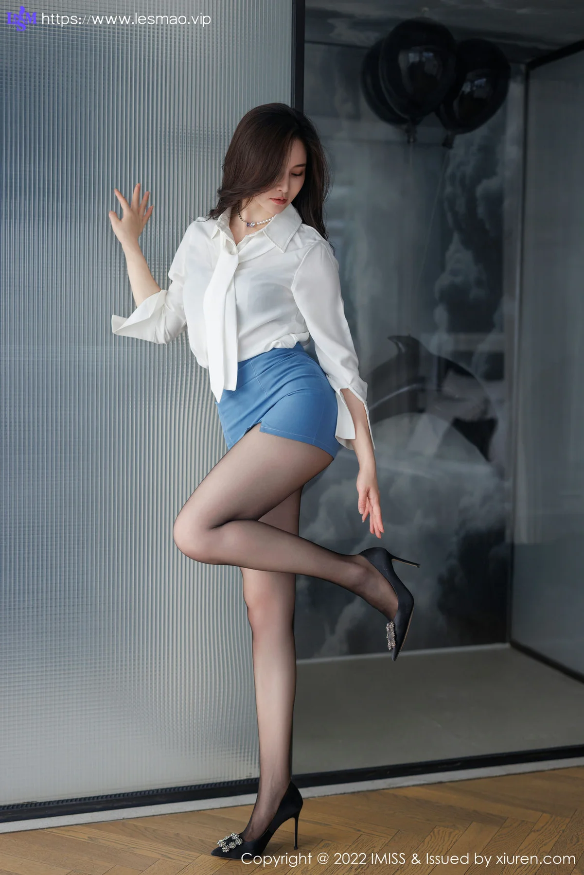 IMiss 爱蜜社 Vol.700 Vanessa 黑色蕾丝内衣性感写真 - 3
