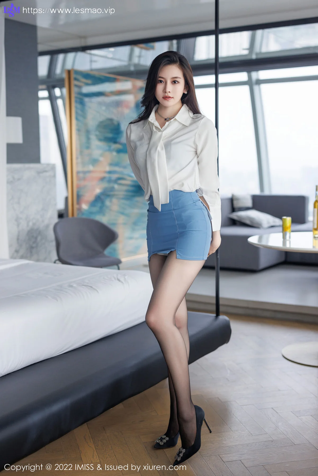 IMiss 爱蜜社 Vol.700 Vanessa 黑色蕾丝内衣性感写真 - 5