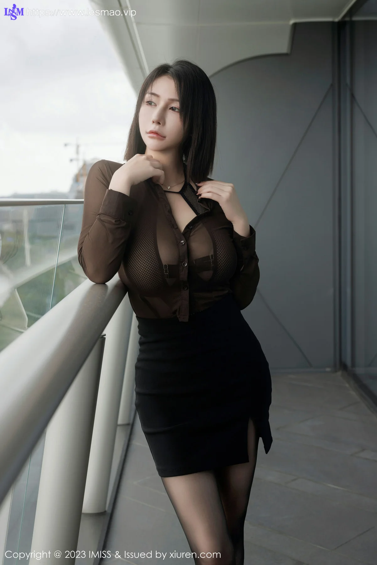 IMiss 爱蜜社 Vol.744 Evon陈赞之 咖啡色薄纱上衣3 - 2
