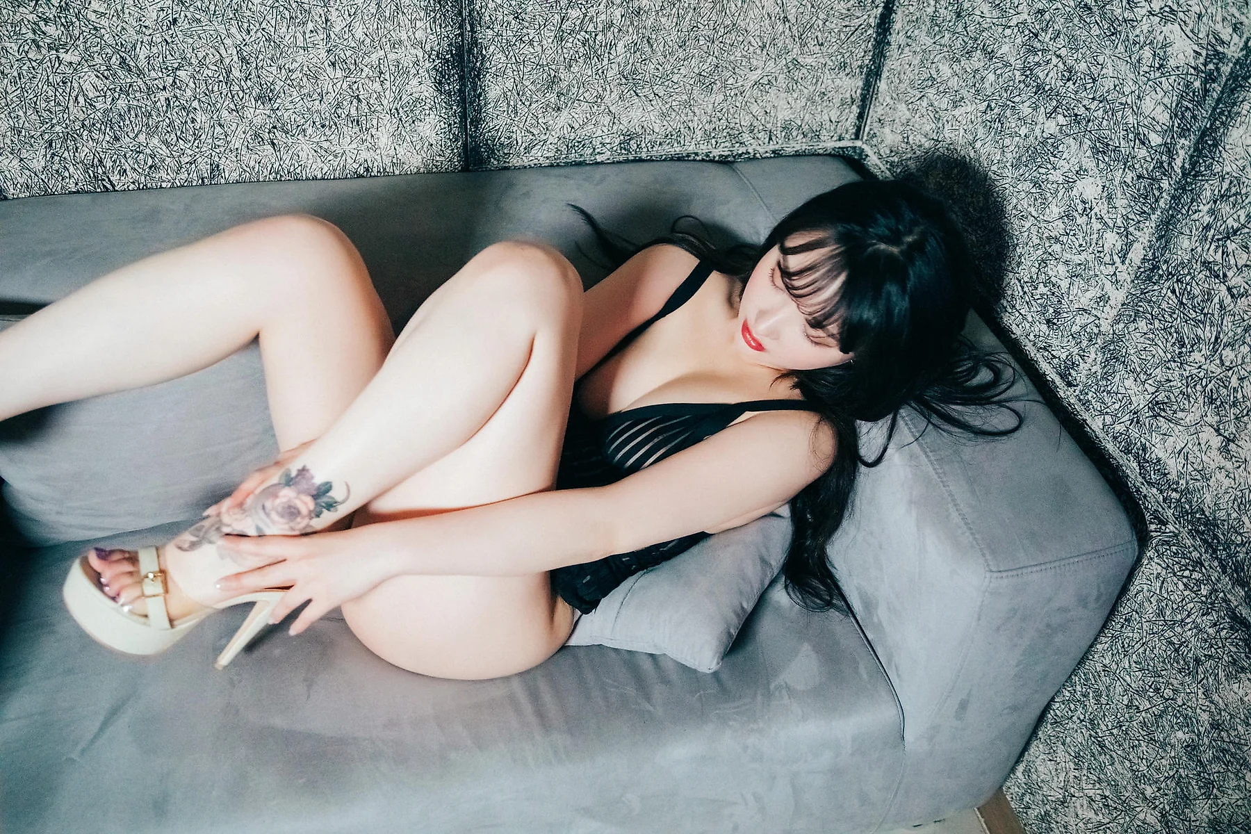 Loozy No.063 Ye Eun黑丝背心蕾丝内裤 - 6
