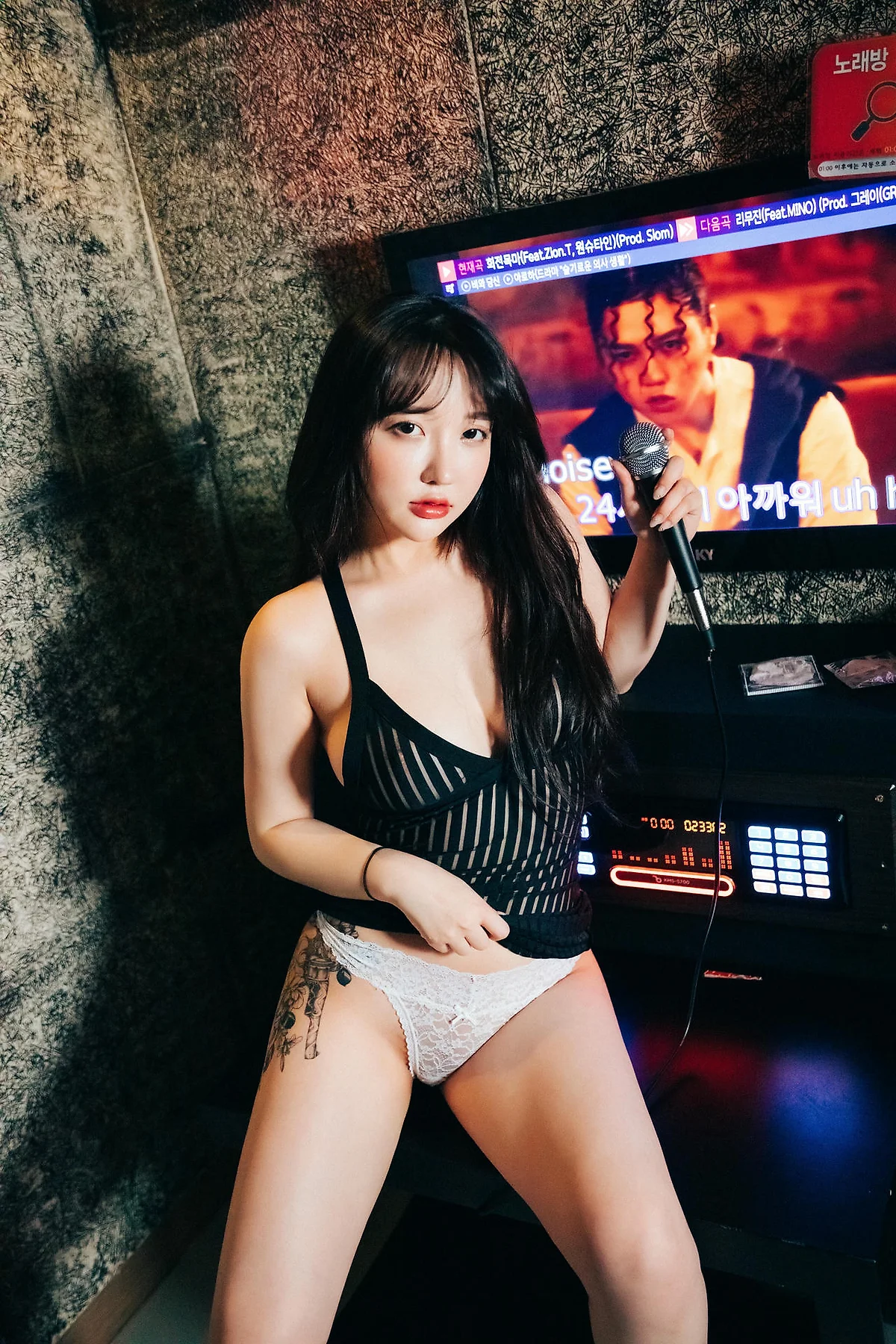 Loozy No.063 Ye Eun黑丝背心蕾丝内裤 - 9