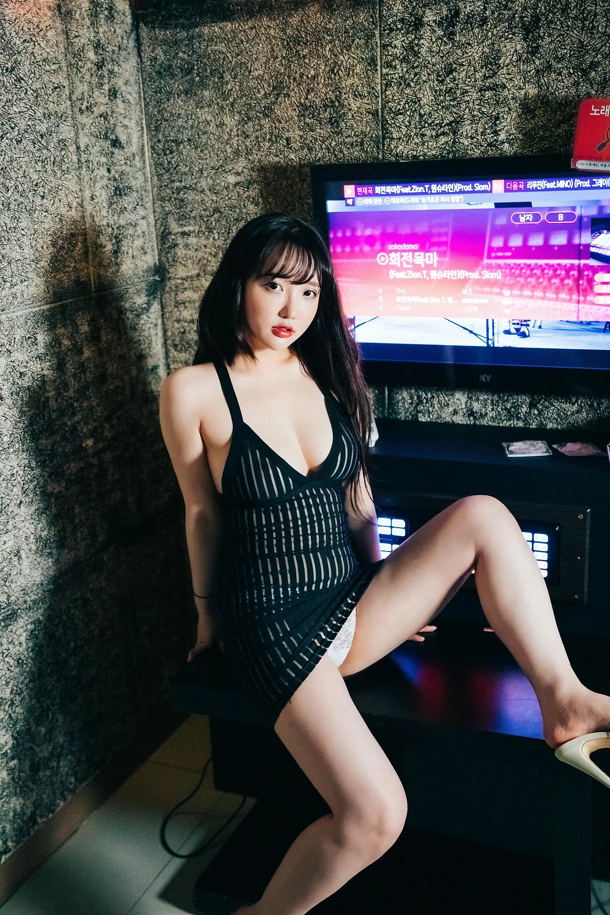 Loozy No.063 Ye Eun黑丝背心蕾丝内裤 - 9