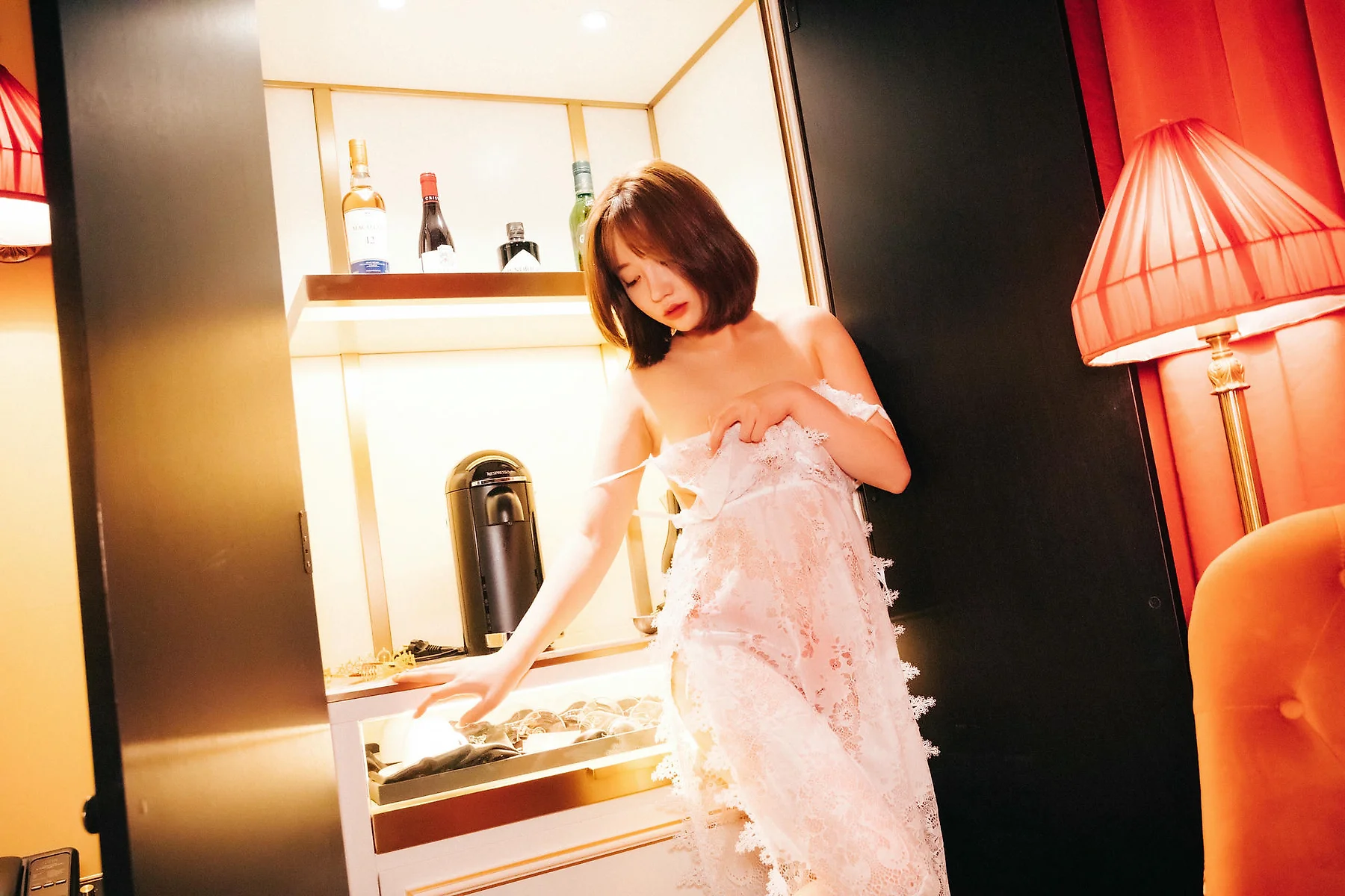 Loozy No.064 Ye Eun红色丝绸睡衣 - 1