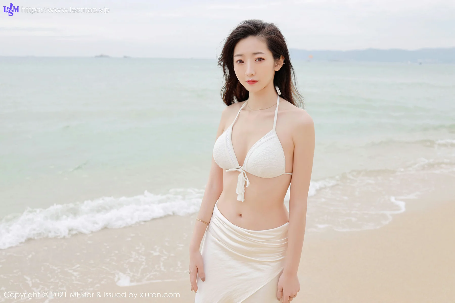MFStar 模范学院 Vol.464  安琪yee 沙滩白色比基尼 - 2