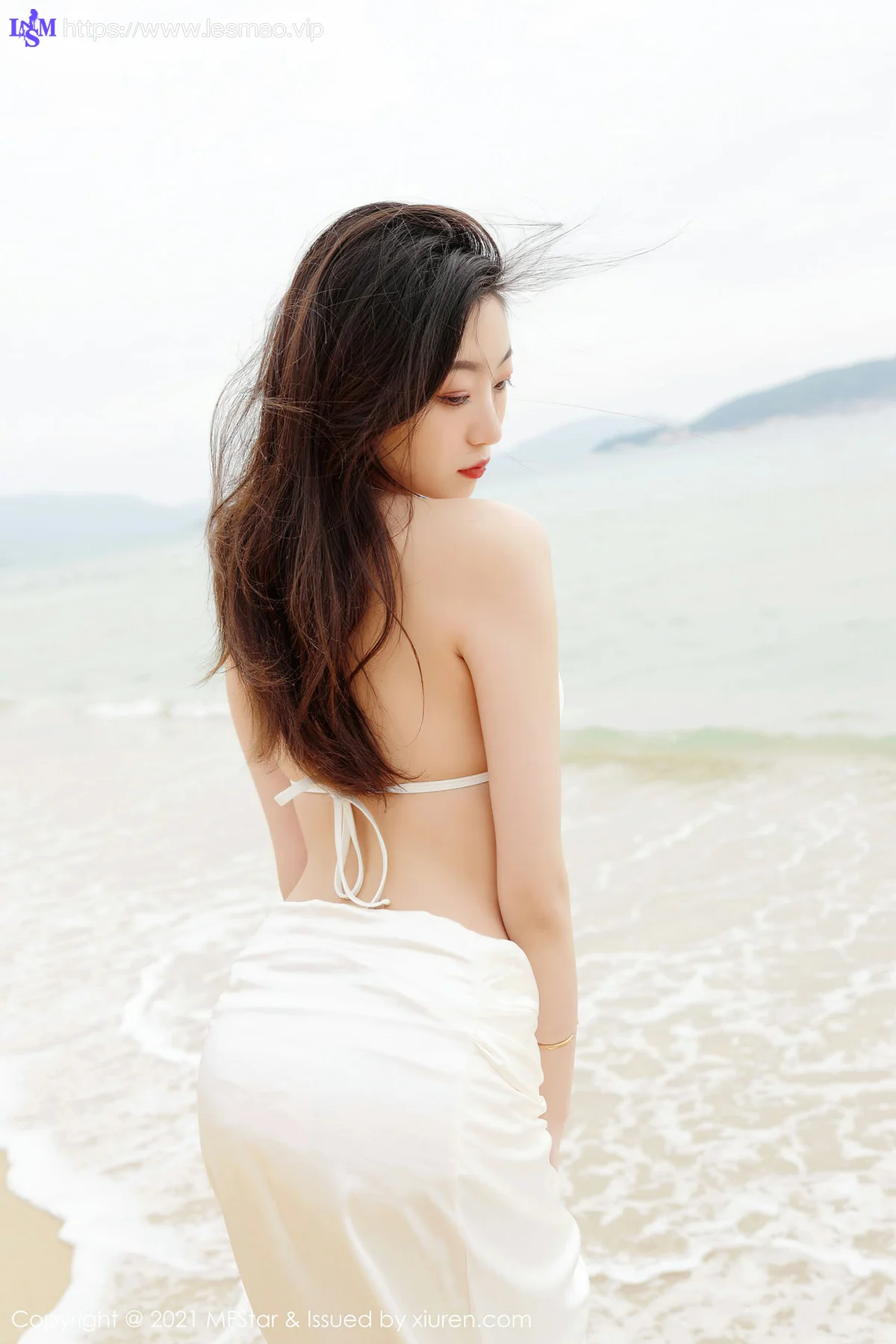 MFStar 模范学院 Vol.464  安琪yee 沙滩白色比基尼 - 8
