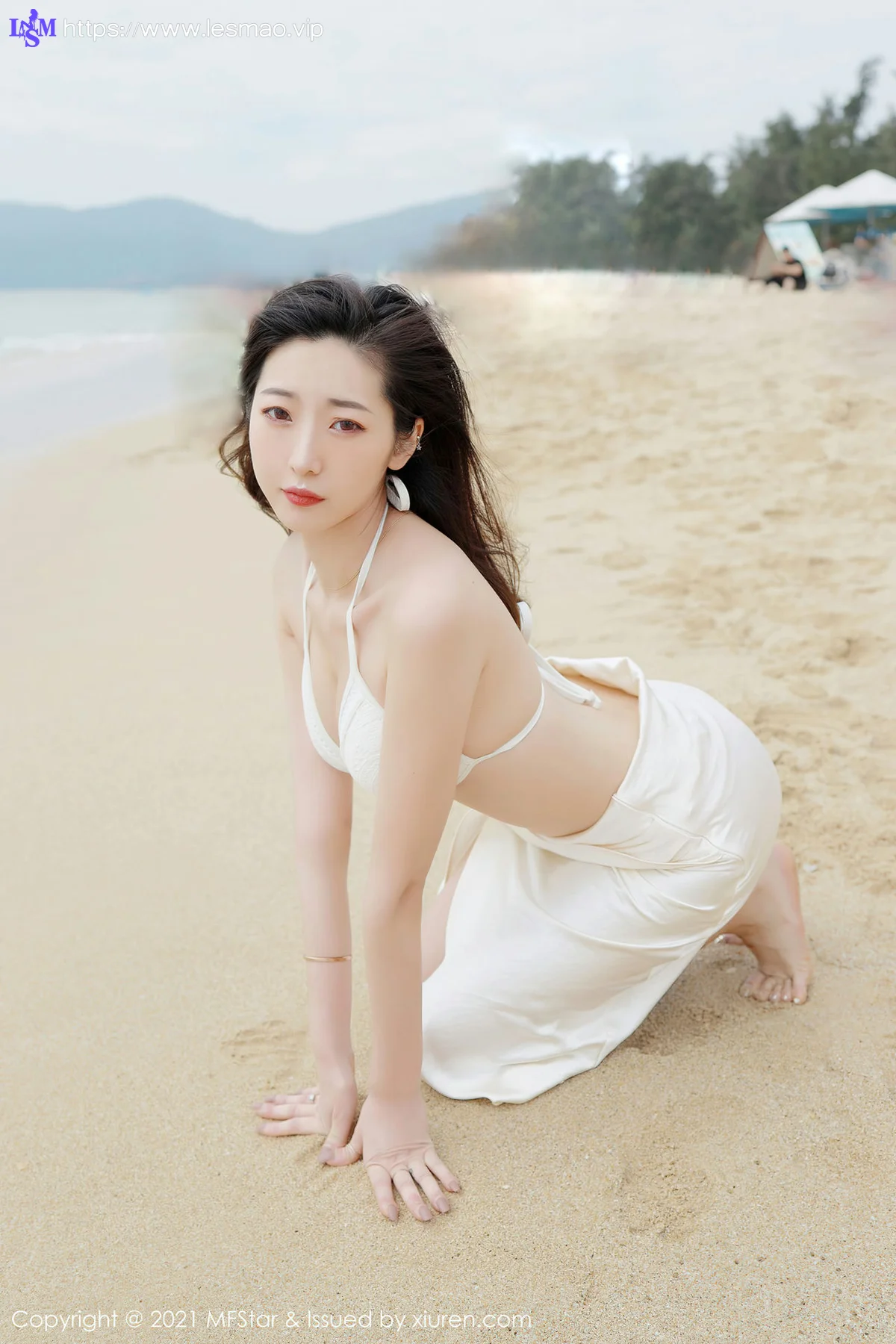 MFStar 模范学院 Vol.464  安琪yee 沙滩白色比基尼 - 9