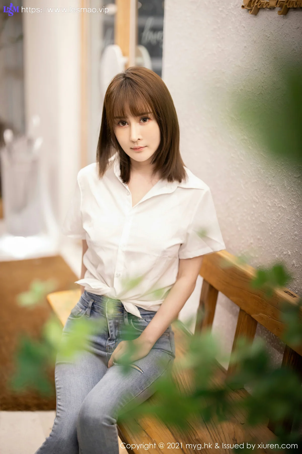 MyGirl 美媛馆 Vol.540 白衬衫与直爽牛仔裤 蔡文钰Abby 江浙沪旅拍写真 - 1