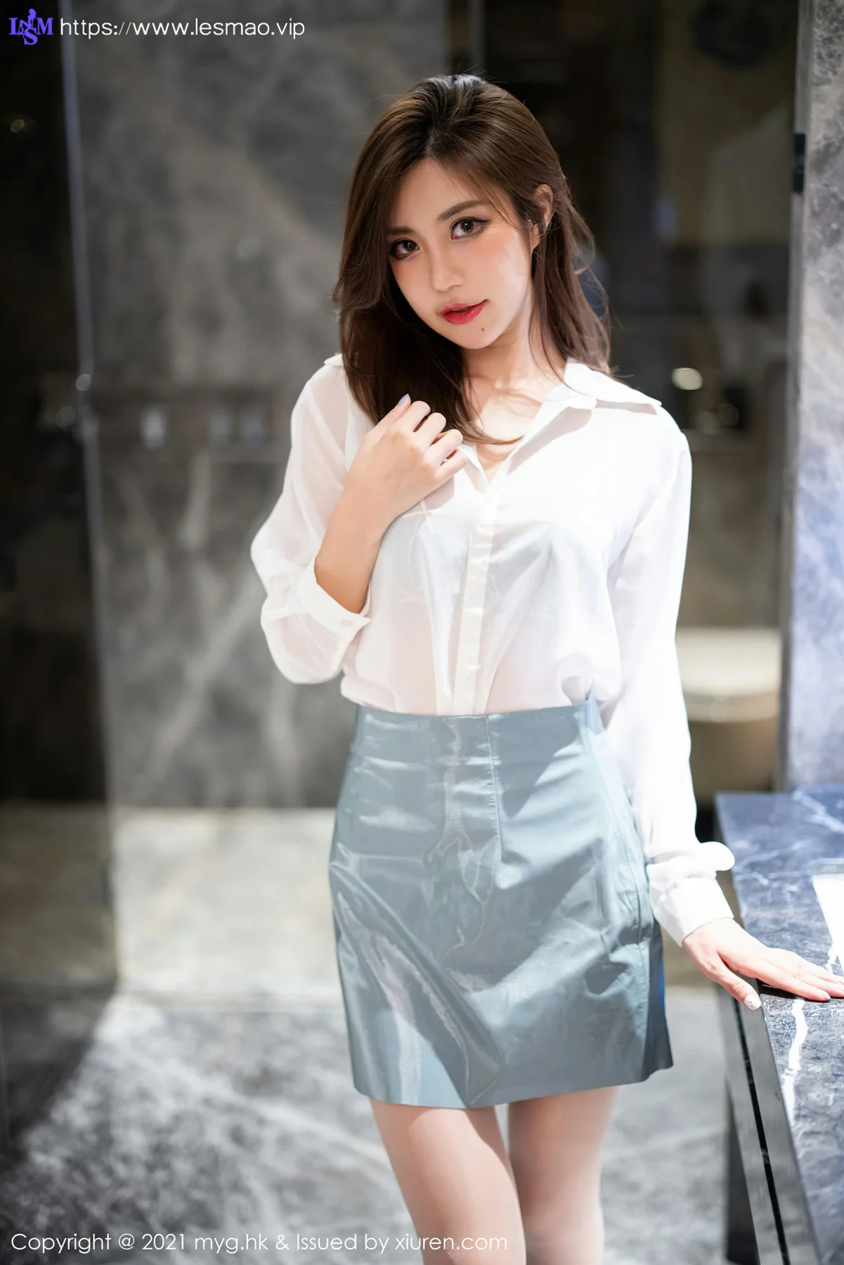 MyGirl 美媛馆 Vol.583 薄荷绿皮裙OL 绮里嘉Carina 杭州旅拍111 - 7