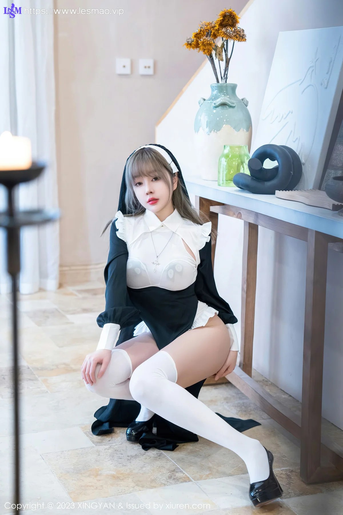 XINGYAN 星颜社 Vol.187 王雨纯 性感黑色修女性感写真 - 5