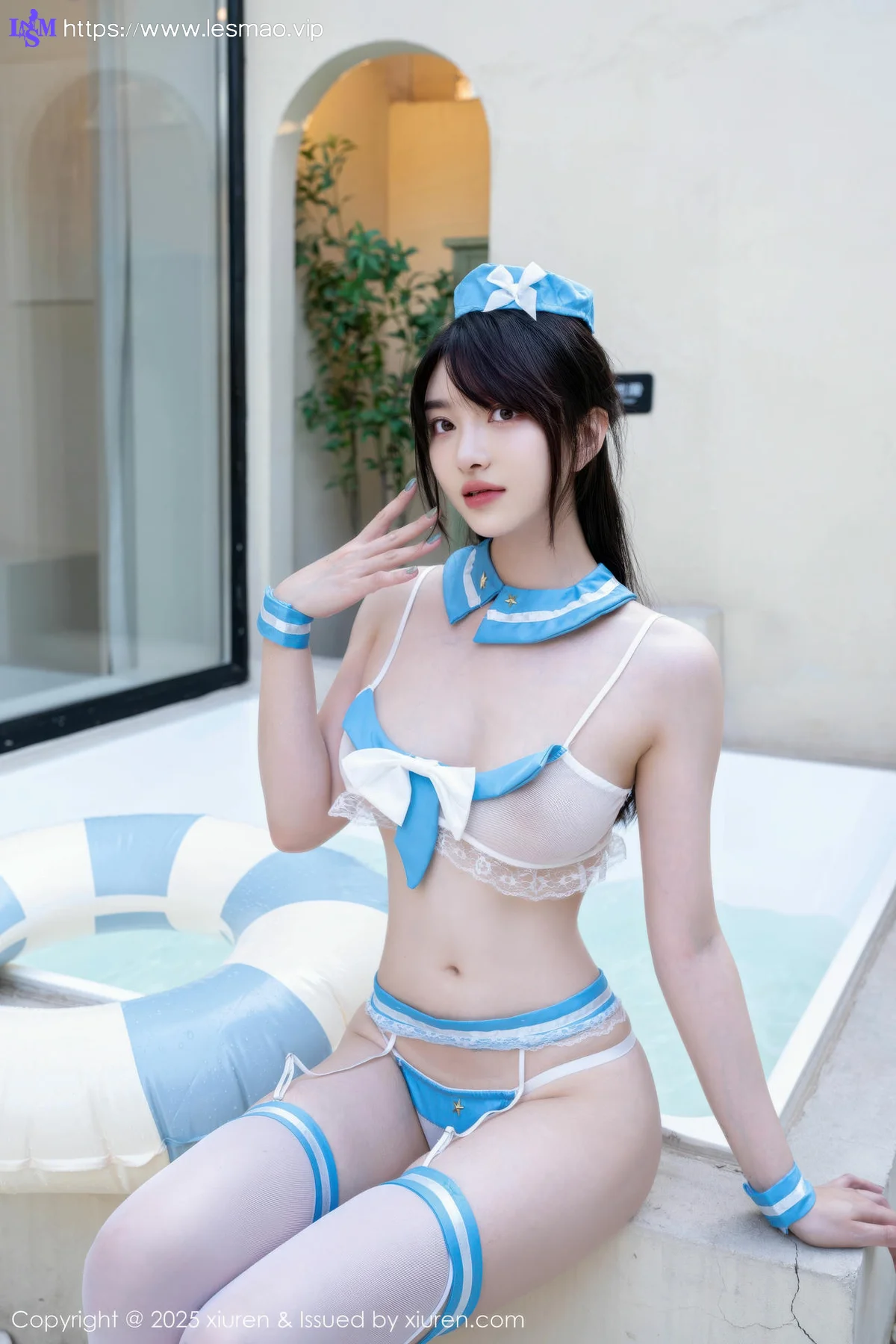 XINGYAN 星颜社 Vol.366 白露lulu 蓝色比基尼诱人白丝 - 1