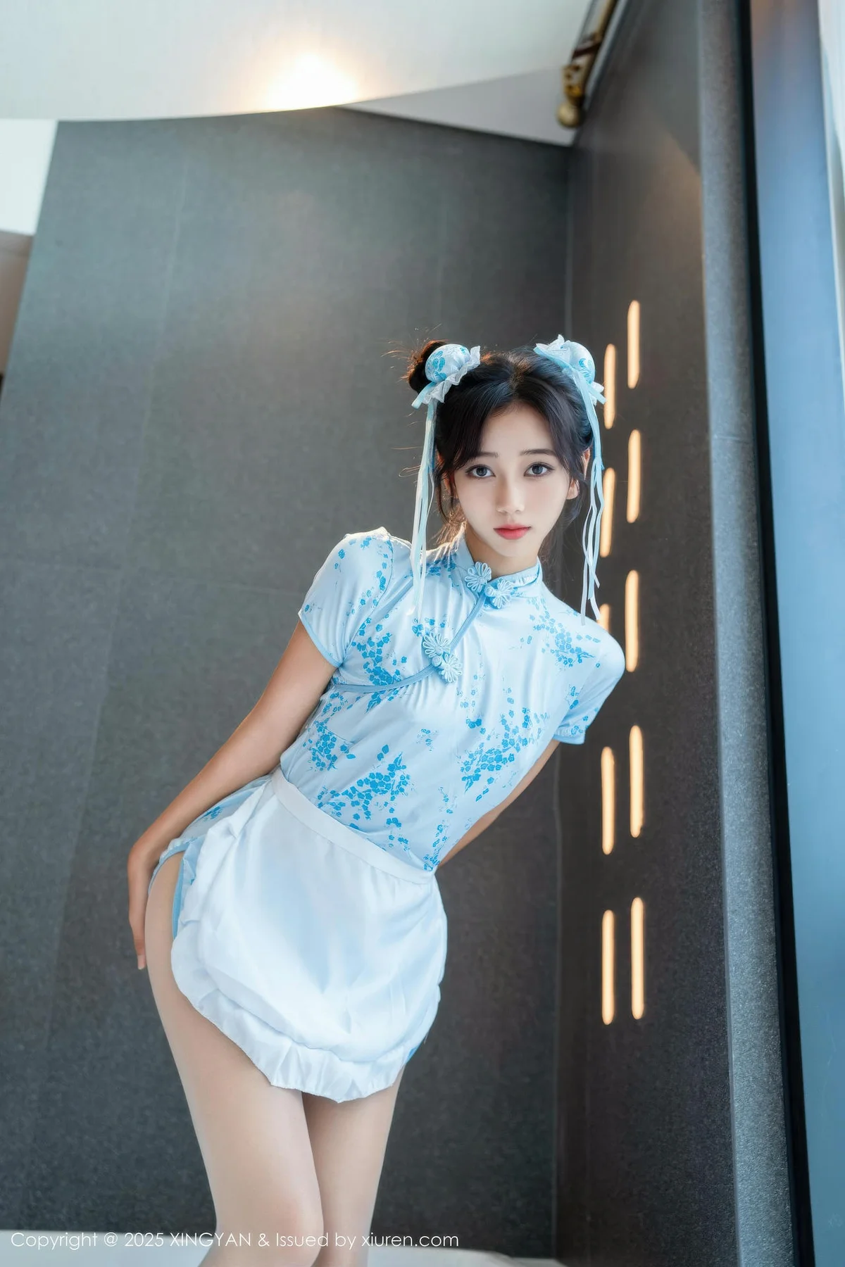 XINGYAN 星颜社 Vol.414 时安安 萝莉蓝色旗袍 - 6