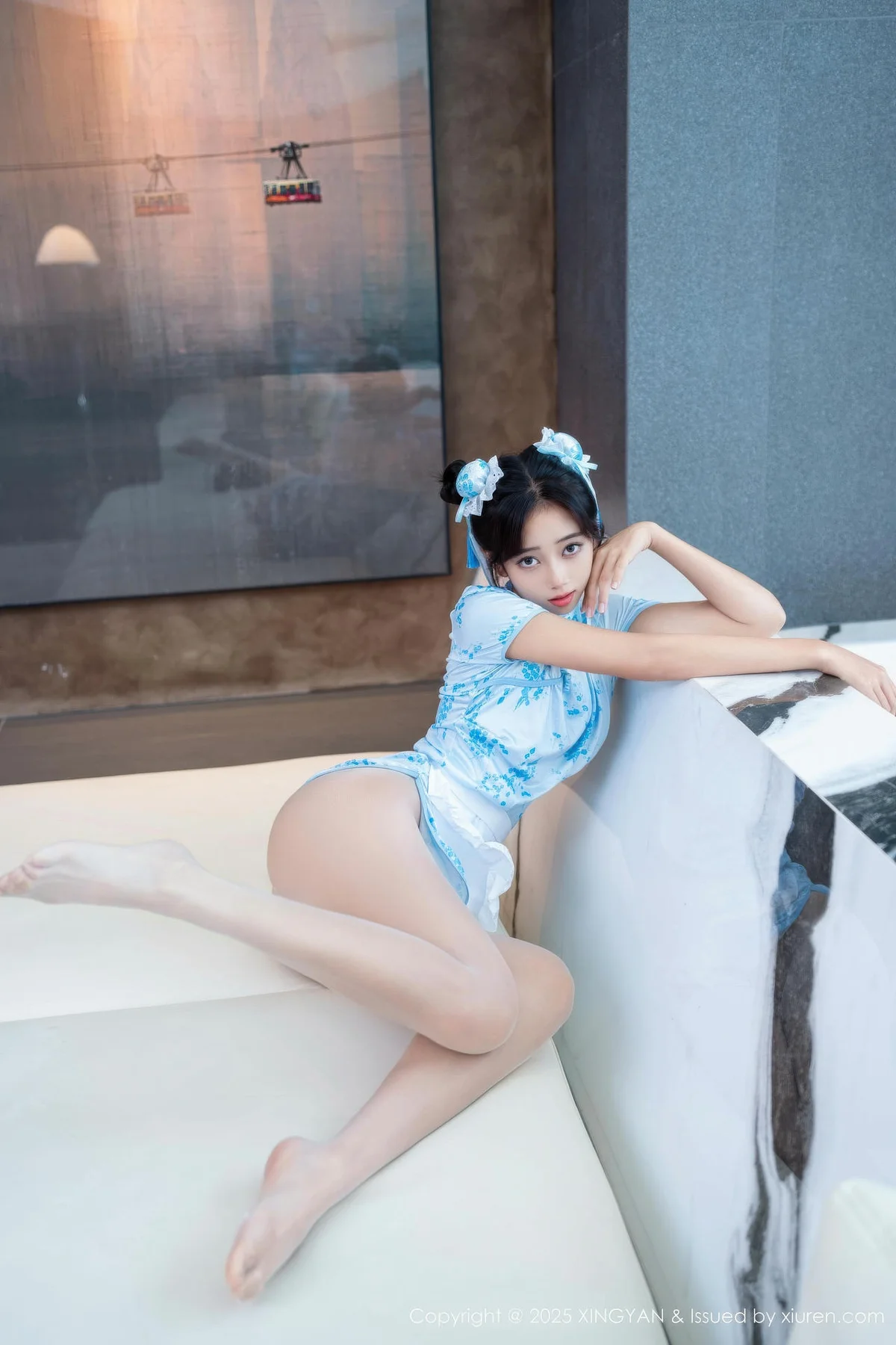 XINGYAN 星颜社 Vol.414 时安安 萝莉蓝色旗袍 - 10