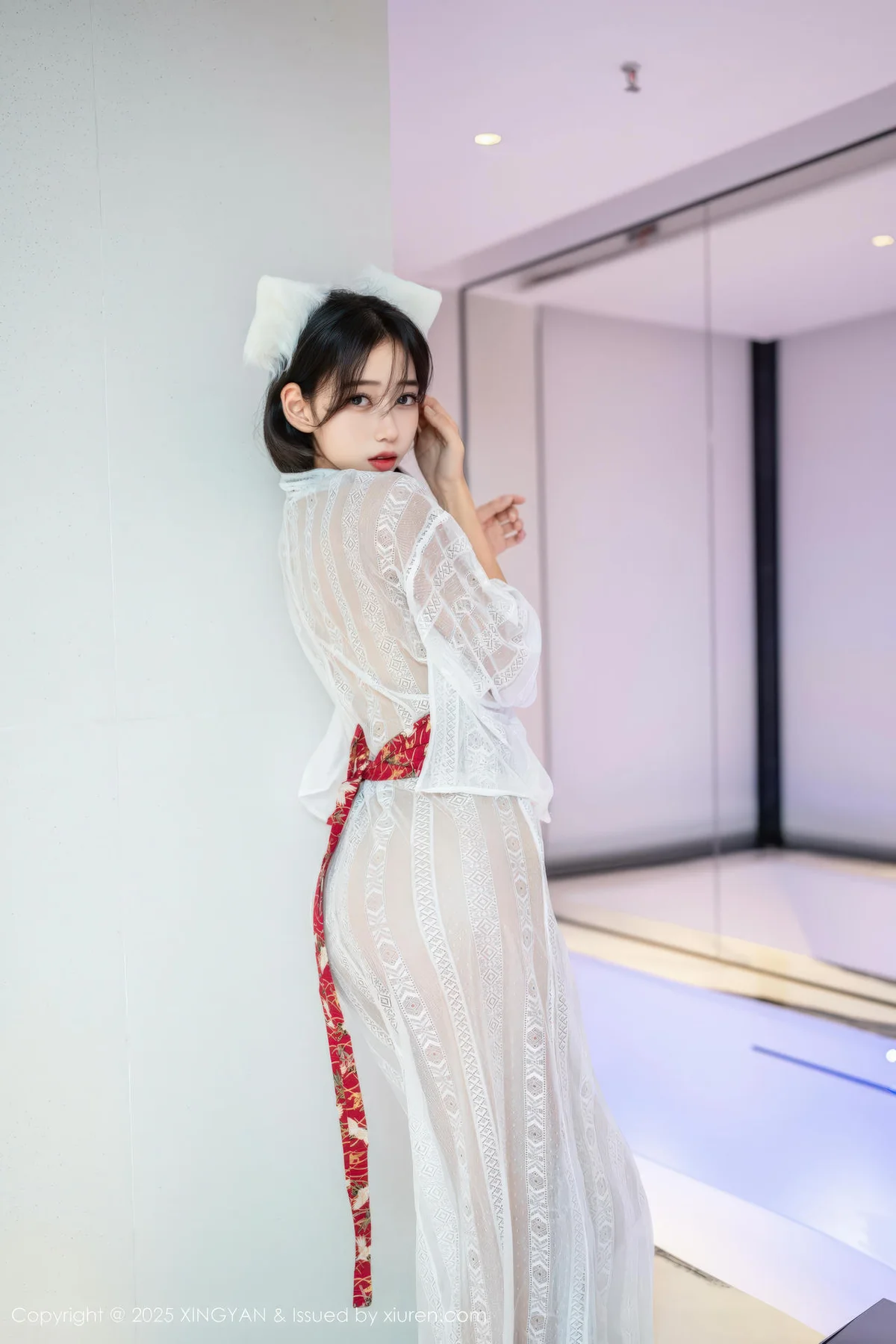XINGYAN 星颜社 Vol.442 时安安 透视蕾丝白裙 - 2