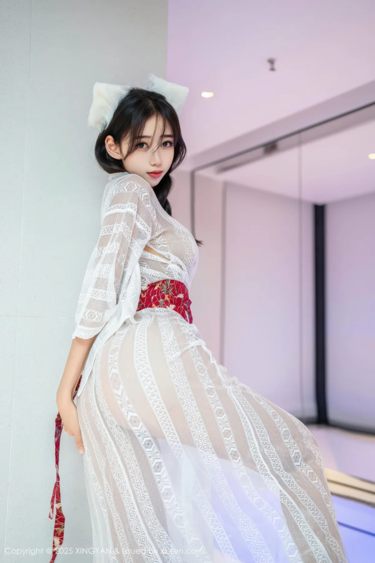 XINGYAN 星颜社 Vol.442 时安安 透视蕾丝白裙 - 3
