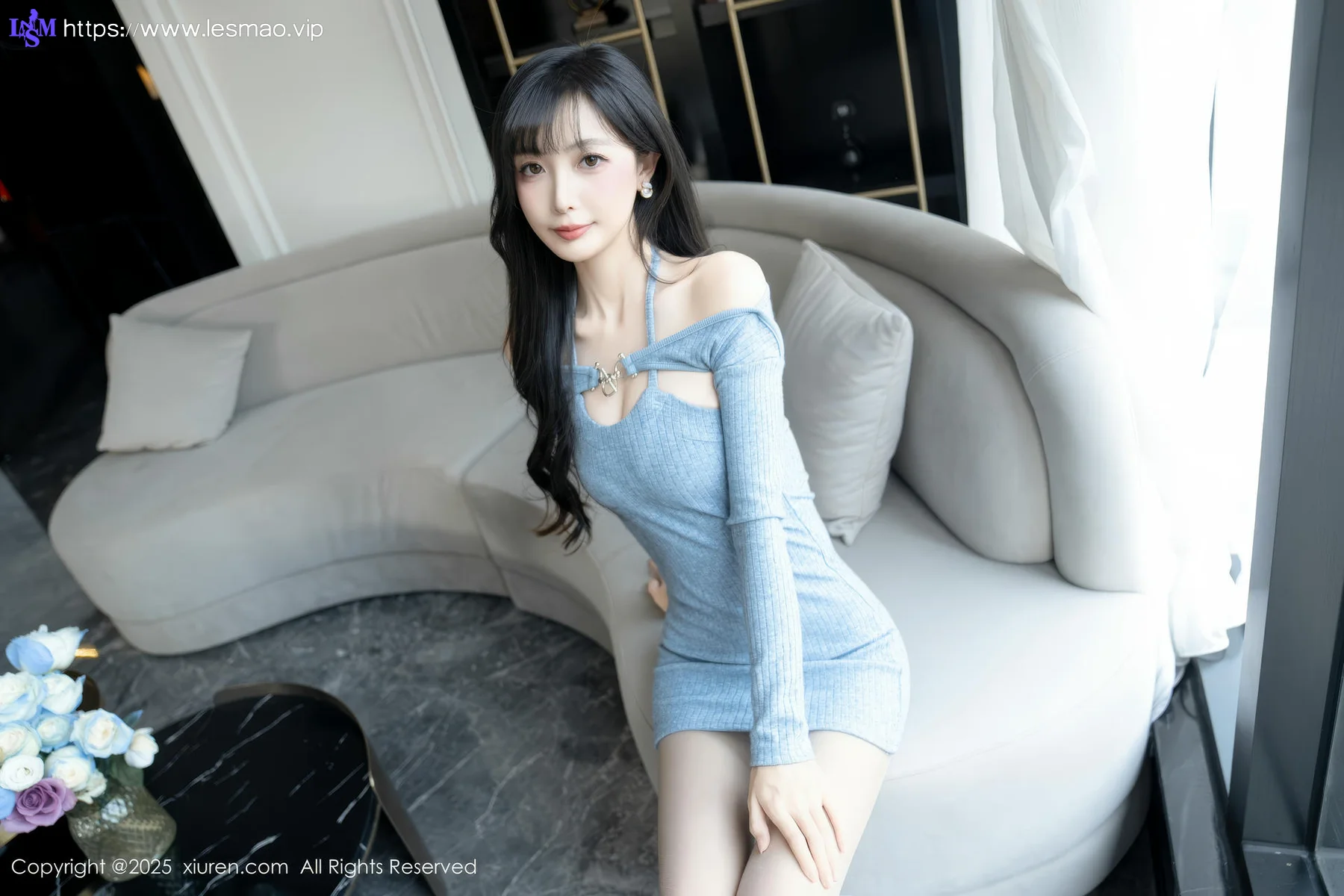XiuRen 秀人 No.10124 樱桃小阑子 浅蓝色连衣短裙 - 4