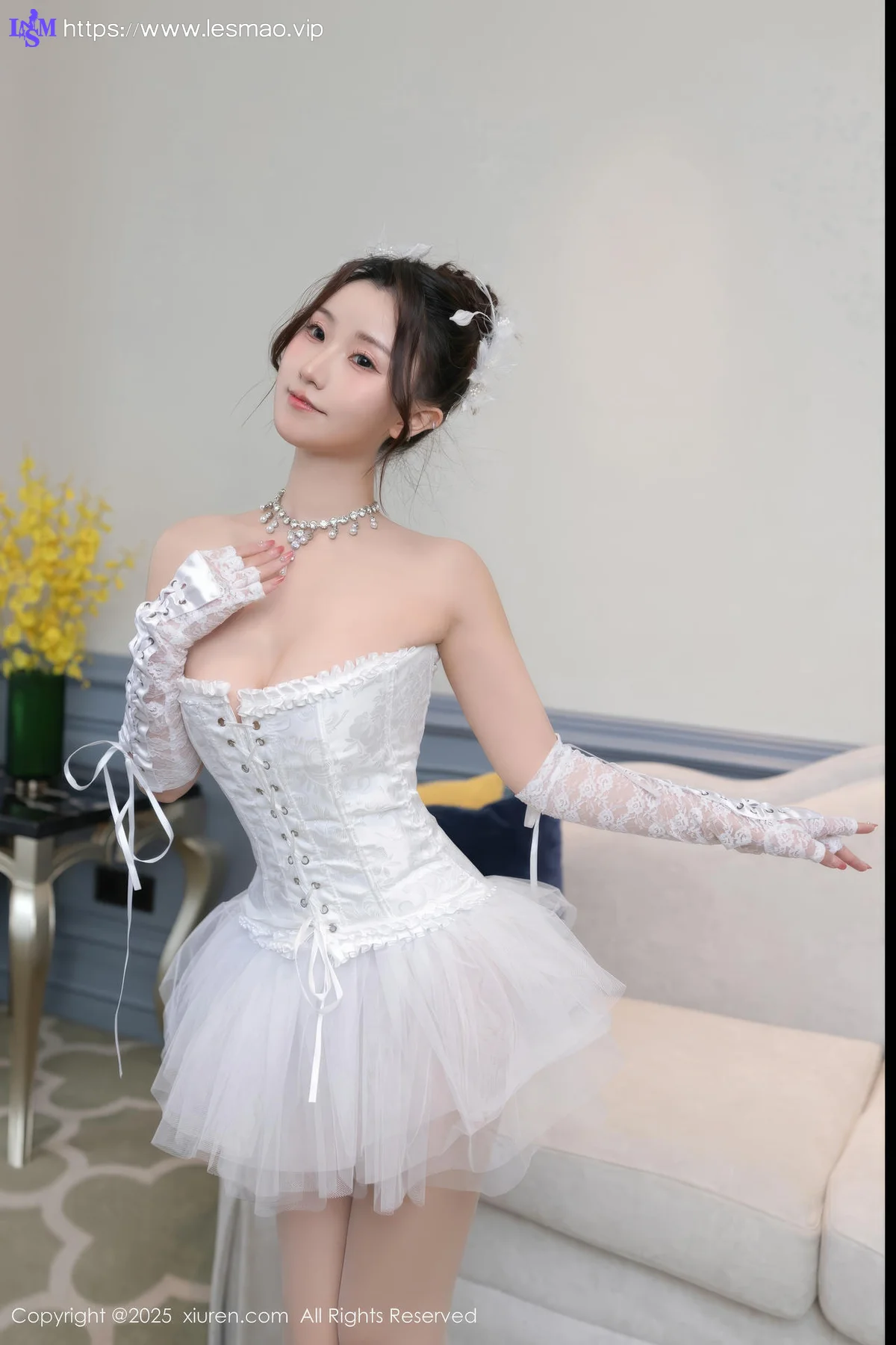 XiuRen 秀人 No.10161 杏子Yada 白色连衣短裙 - 5