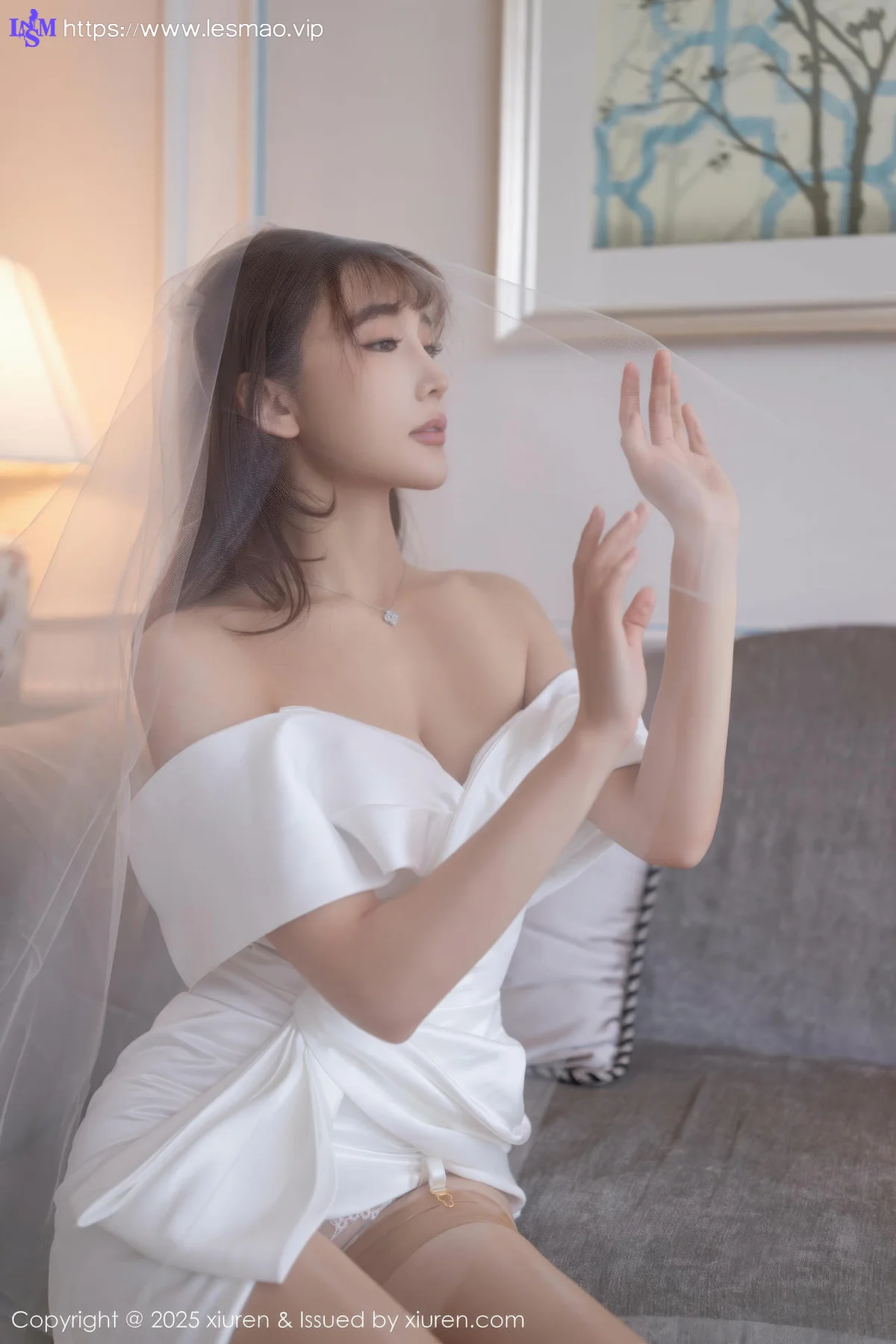 XiuRen 秀人 No.10535 陆萱萱 白色蕾丝情趣婚纱 - 8