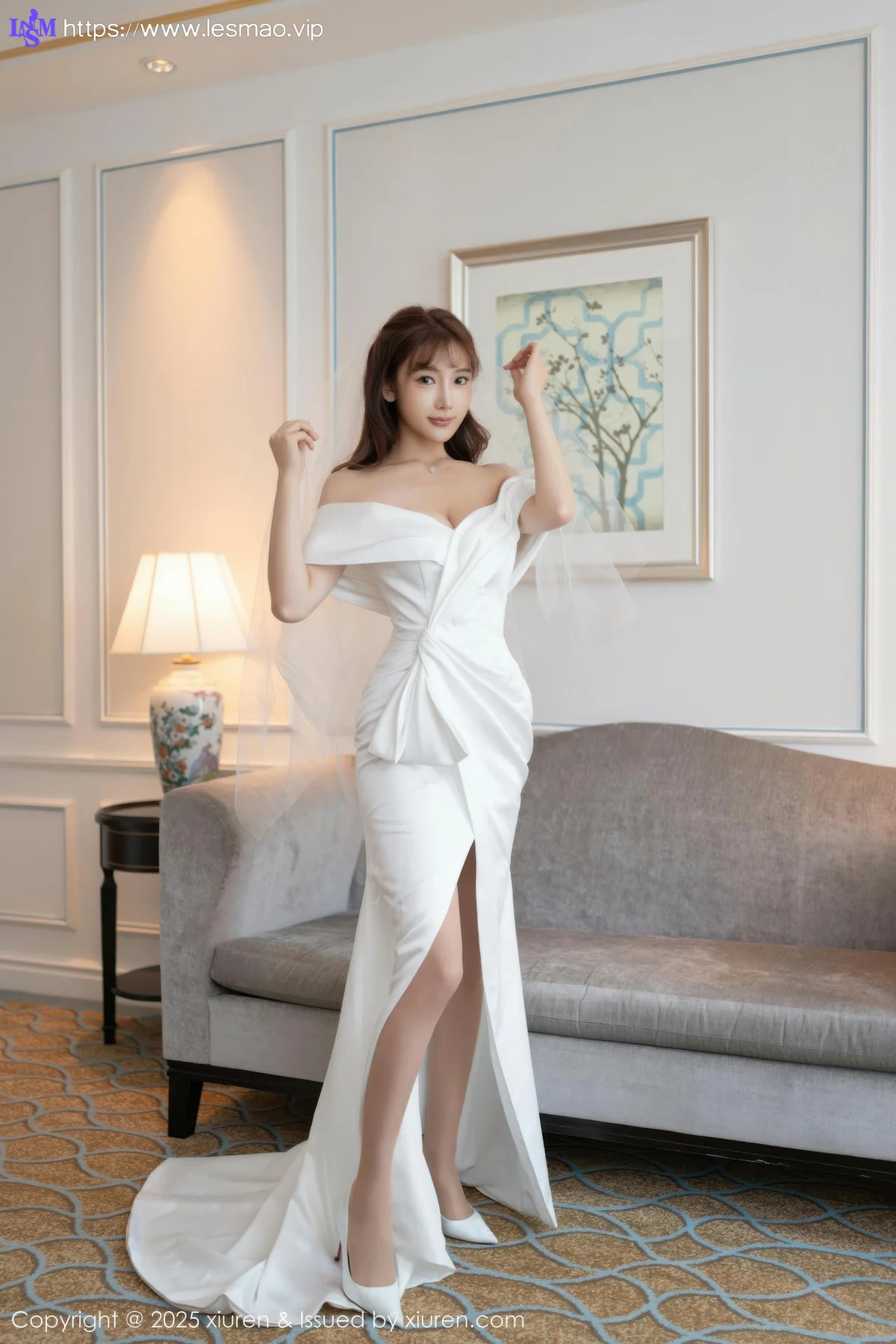 XiuRen 秀人 No.10535 陆萱萱 白色蕾丝情趣婚纱 - 7