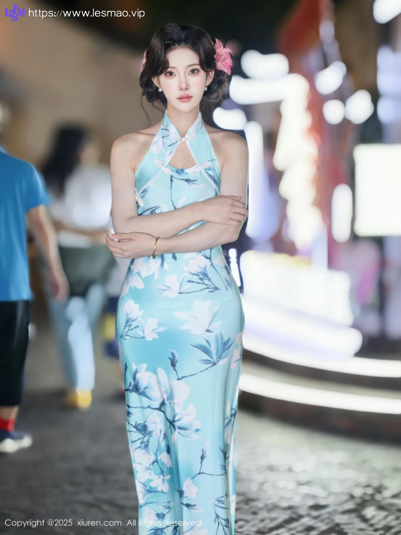 XiuRen 秀人 No.10594 梨霜儿 青色旗袍搭配 - 9