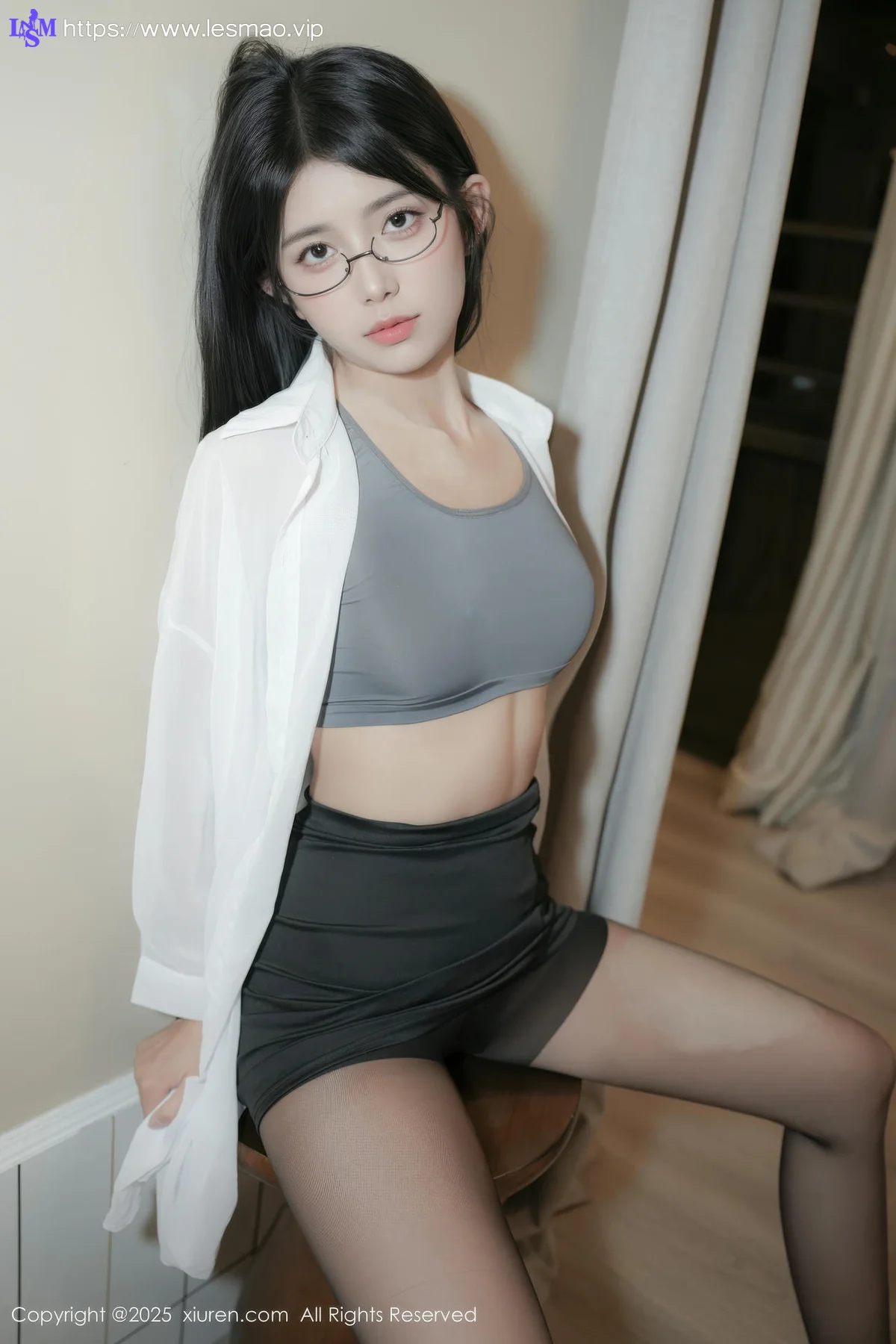 XiuRen 秀人 No.10601 白露lulu 黑色衬衫身材明艳动人 - 4