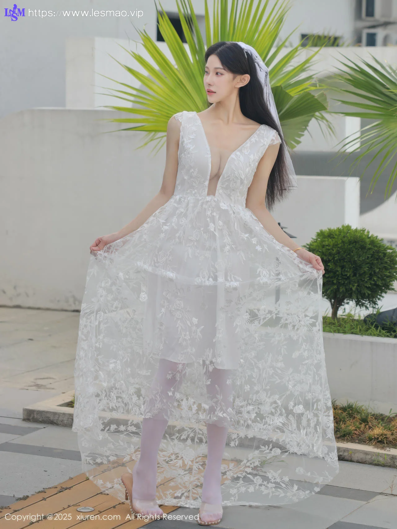 XiuRen 秀人 No.10661 梨霜儿 白色婚纱诱人白色丝袜 - 3