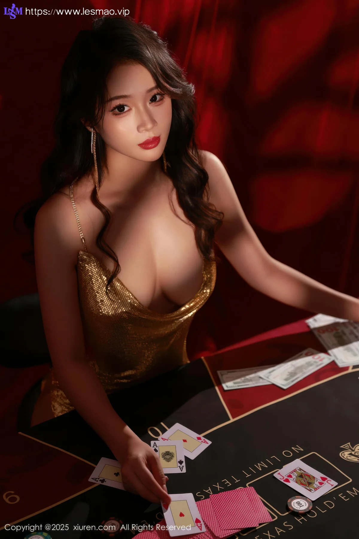 XiuRen 秀人 No.10681 南乔 金色吊带情趣内衣 - 8