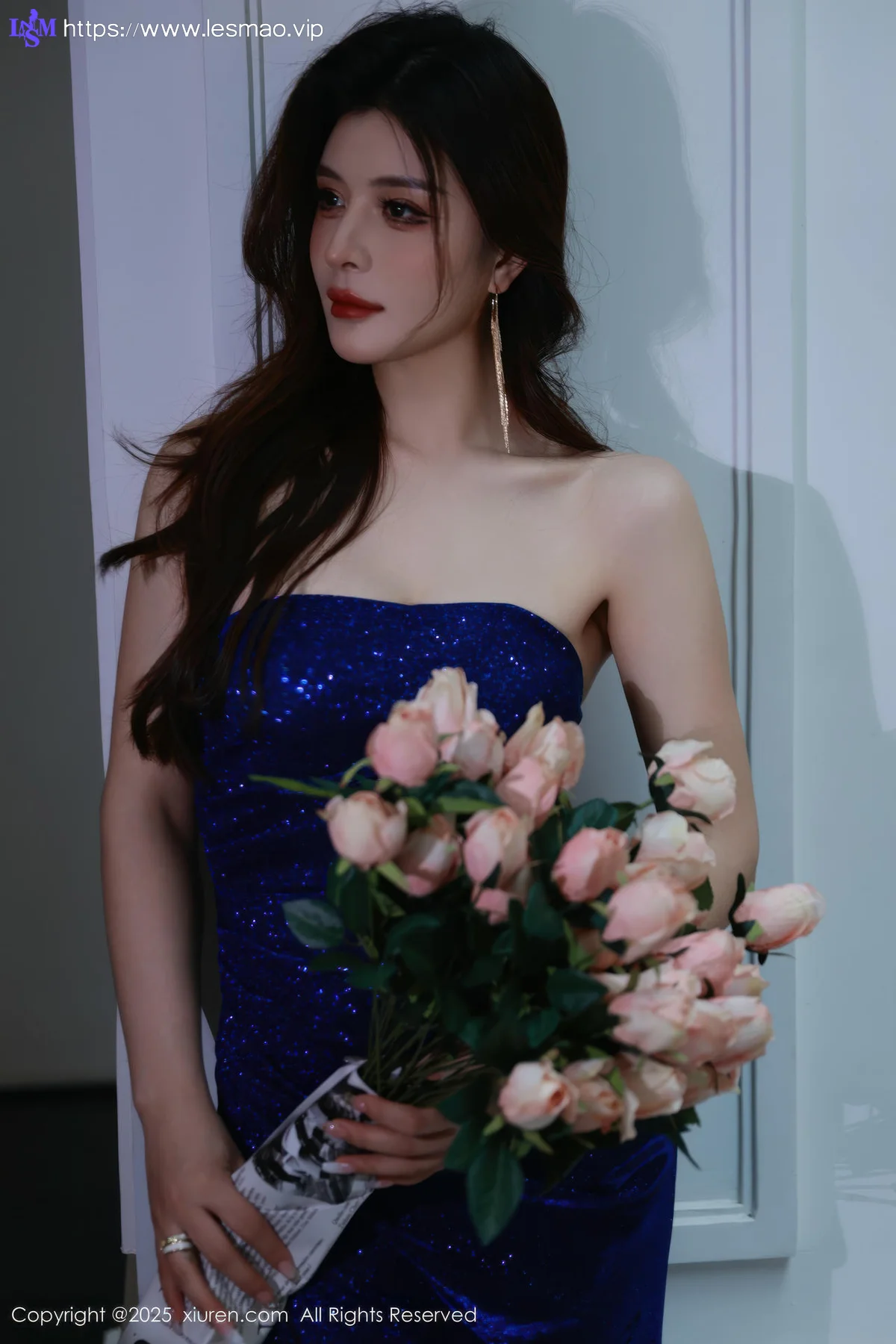 XiuRen 秀人 No.10740 阿依莎 蓝色连衣裙搭配 - 1