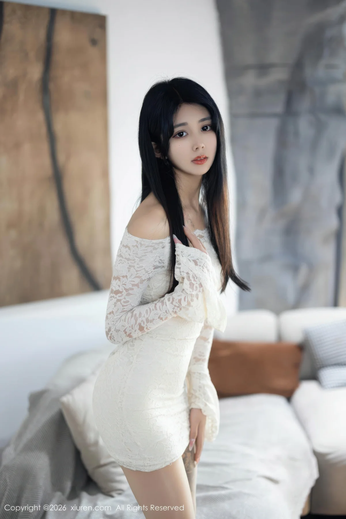 XiuRen 秀人 No.11255 姜冉冉Renee 白色连衣短裙 - 1