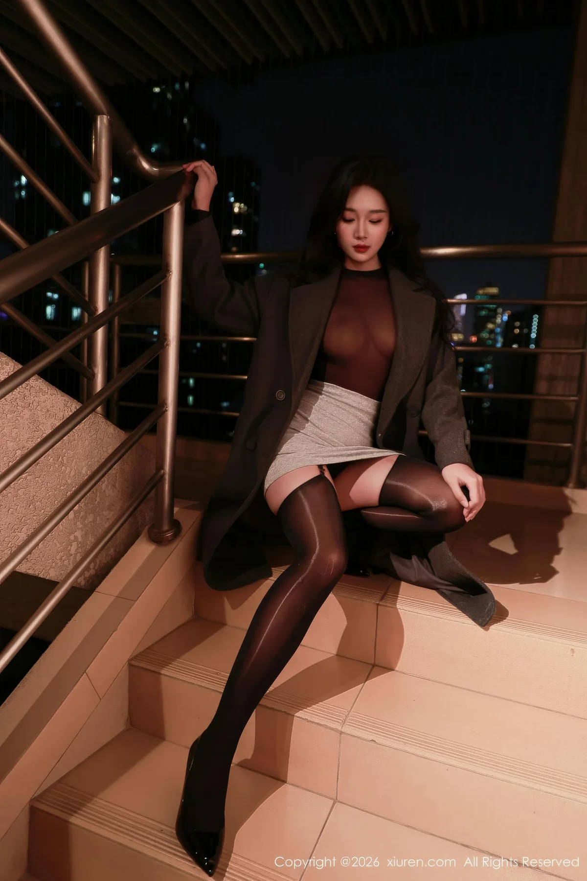 XiuRen 秀人 No.11296 南乔透视黑色连体丝袜 - 4