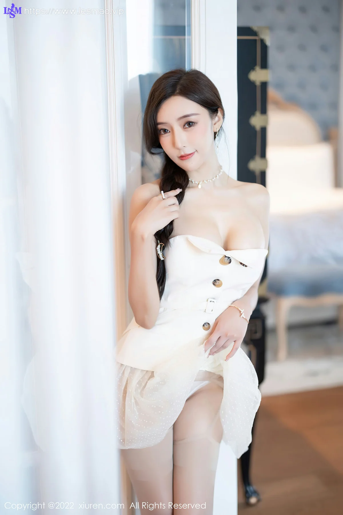 XiuRen 秀人 No.5539 珍珠色睡裙 王馨瑶yanni 性感写真1 - 8
