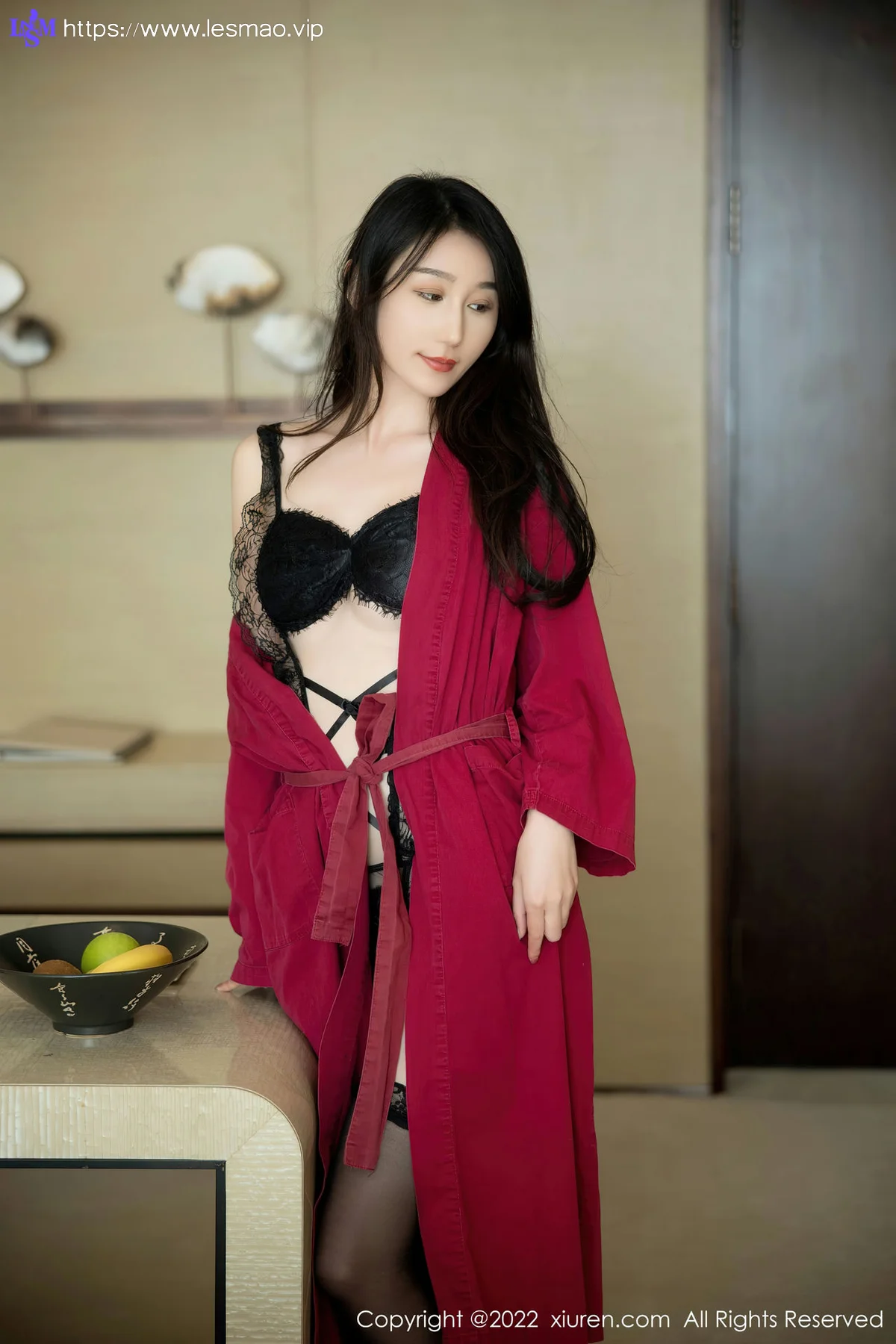 XiuRen 秀人 No.5624 薇薇酱 新人首套写真红色浴袍 - 4