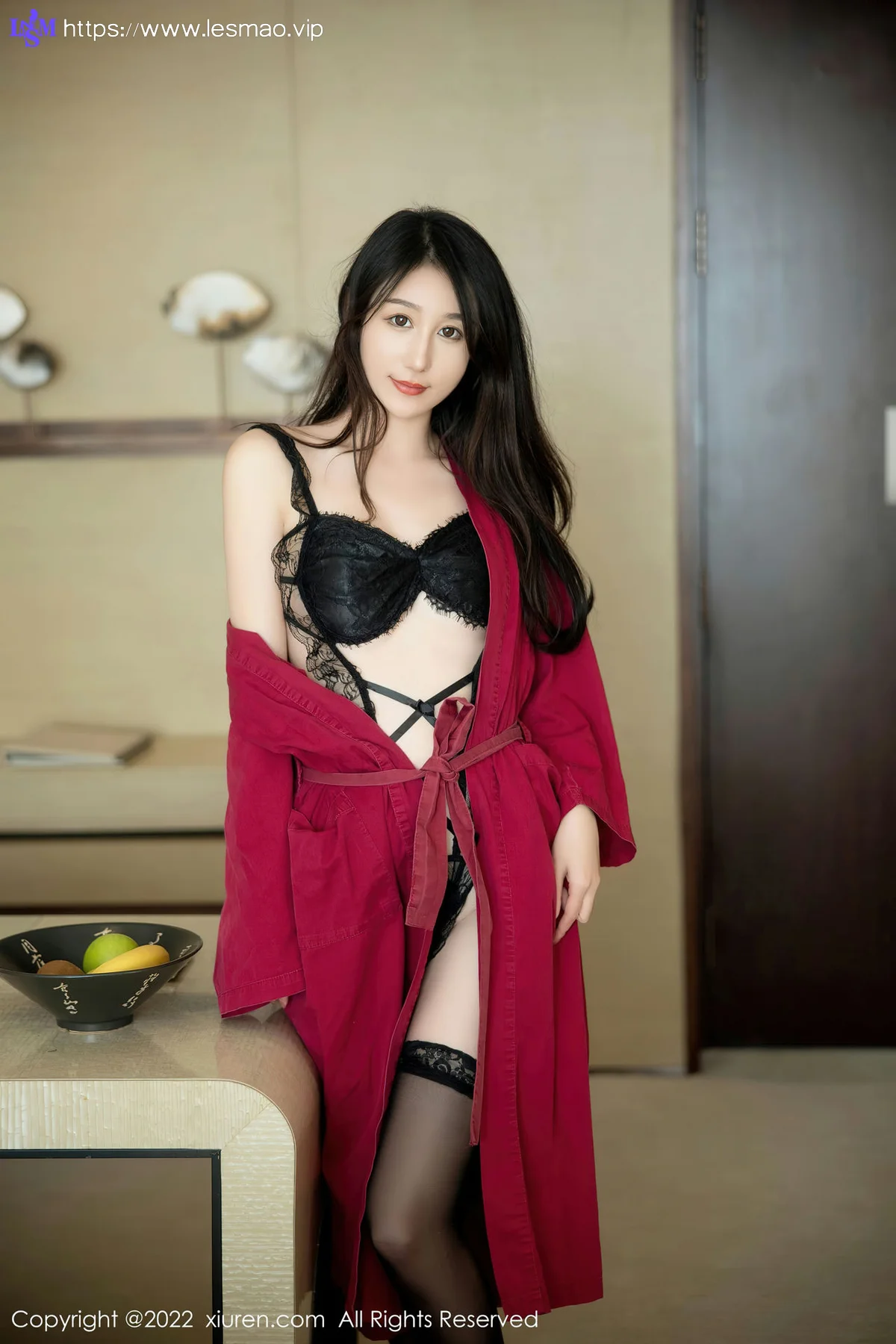 XiuRen 秀人 No.5624 薇薇酱 新人首套写真红色浴袍 - 5