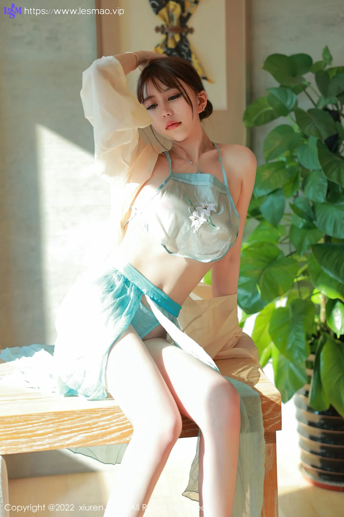 XiuRen 秀人 No.5679 tina_甜仔 若隐若现肚兜香格里拉旅拍 - 4