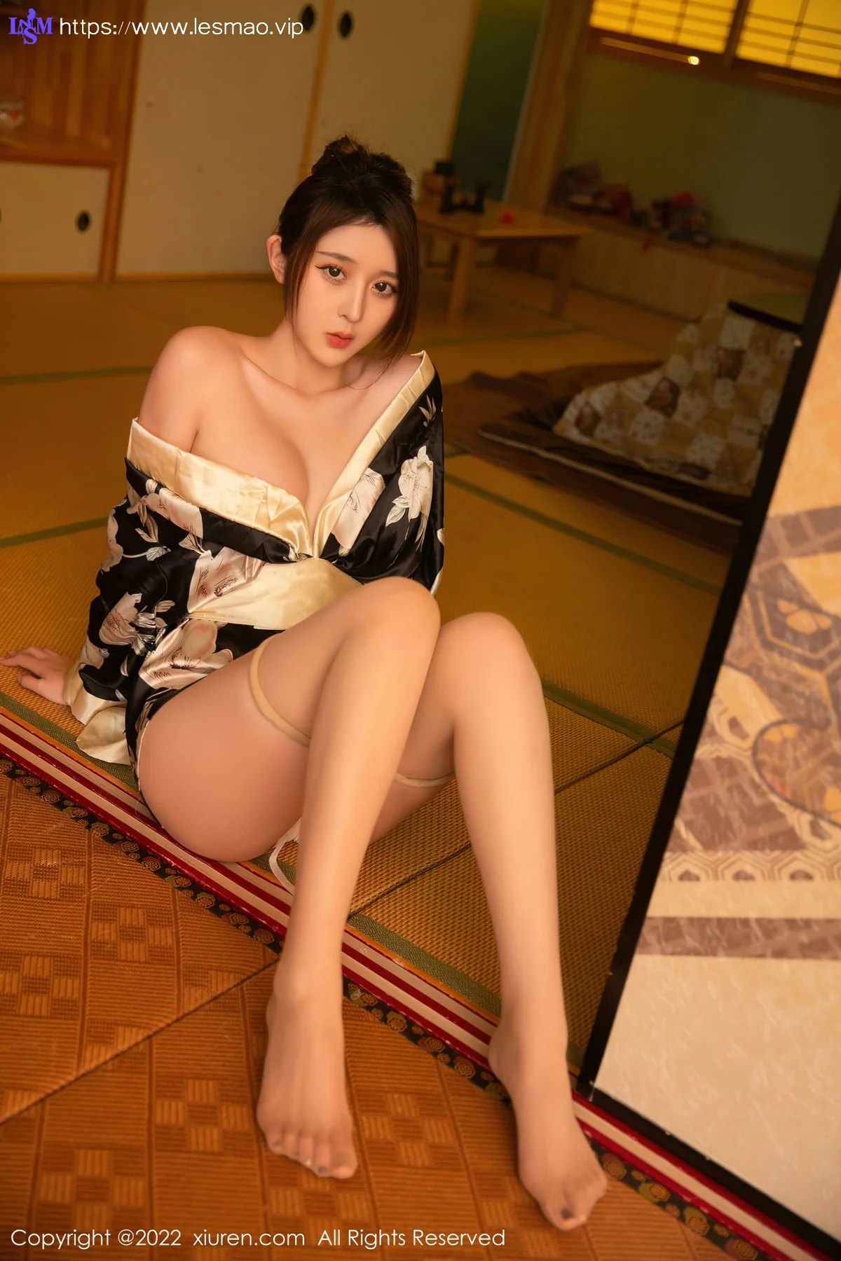 XiuRen 秀人 No.5942 夏甜甜 黑色日式和服性感写真 - 1