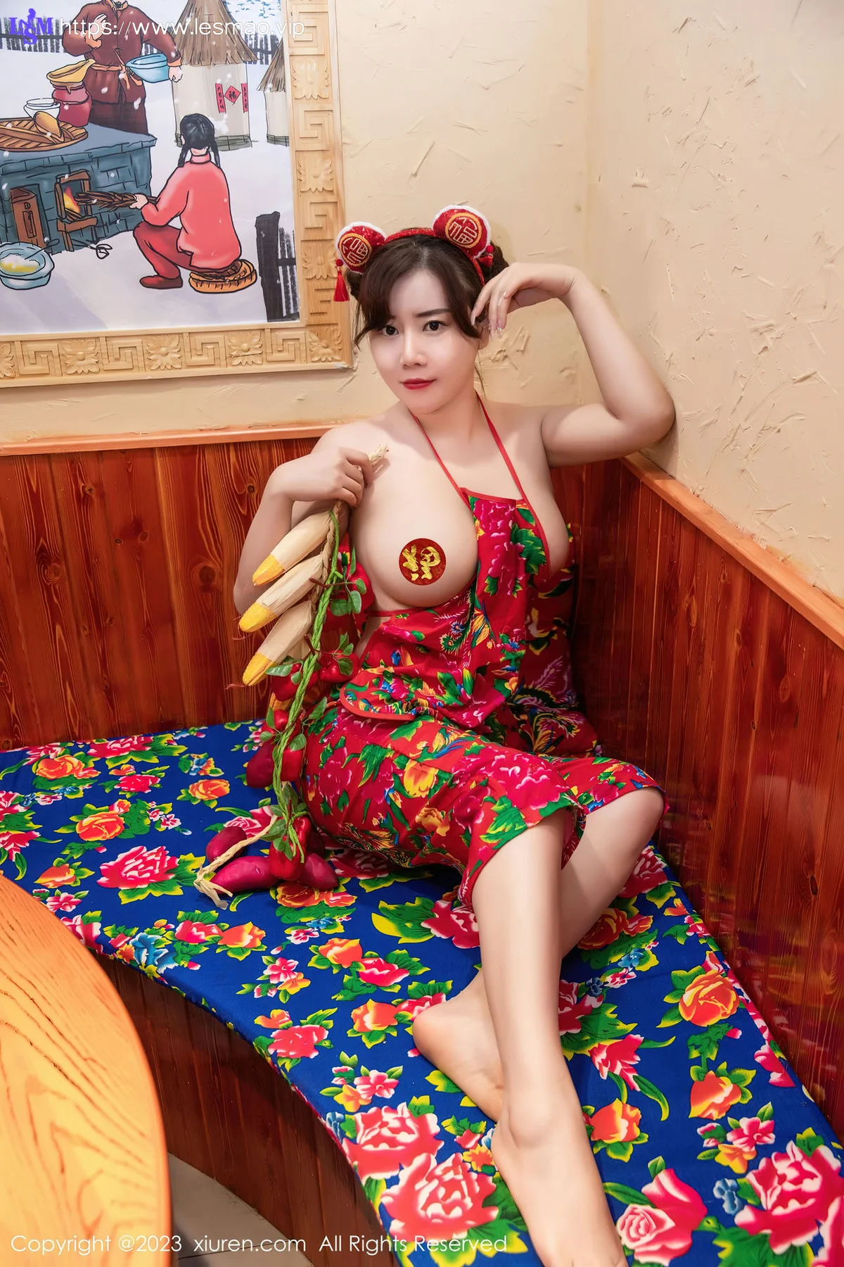 XiuRen 秀人 No.6121 王婉悠Queen 东北大花布布兜写真 - 6