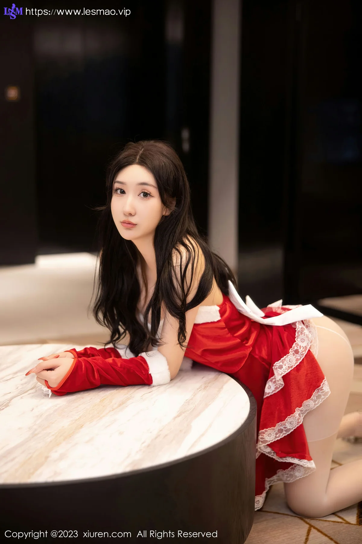 XiuRen 秀人 No.6163 江真真 红色露肩贺新年服饰写真 - 6