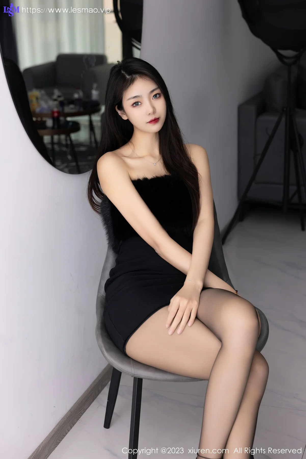 XiuRen 秀人 No.6275 小蛮妖 黑色露肩连衣短裙内衣美腿私房 - 7