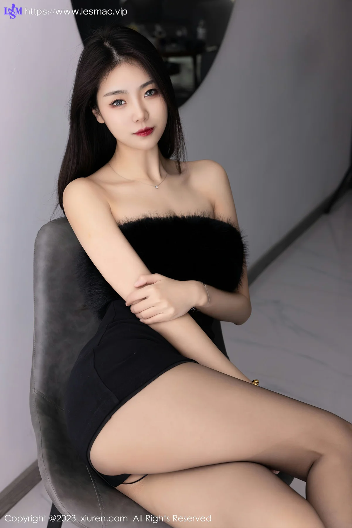 XiuRen 秀人 No.6275 小蛮妖 黑色露肩连衣短裙内衣美腿私房 - 7