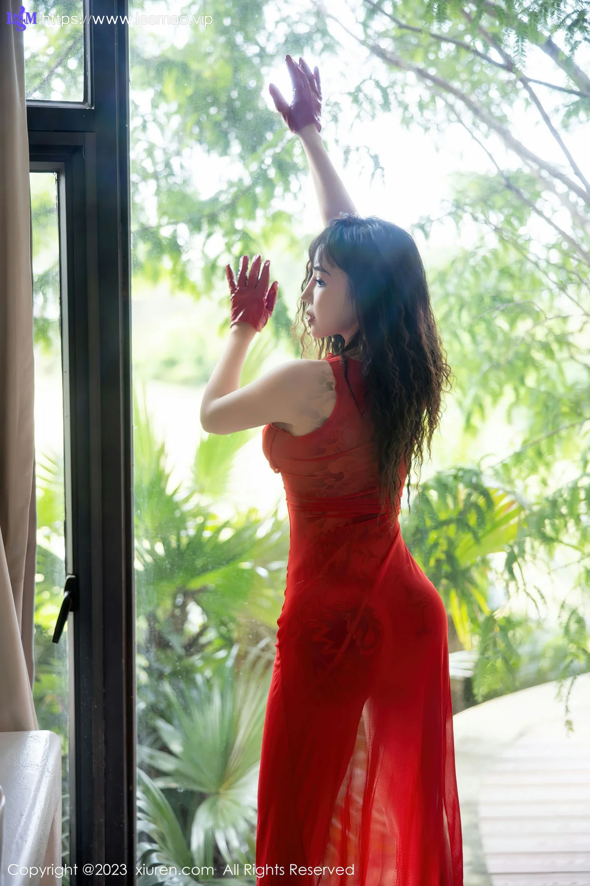 XiuRen 秀人 No.6301 文静儿 红色轻透服饰性感写真 - 3
