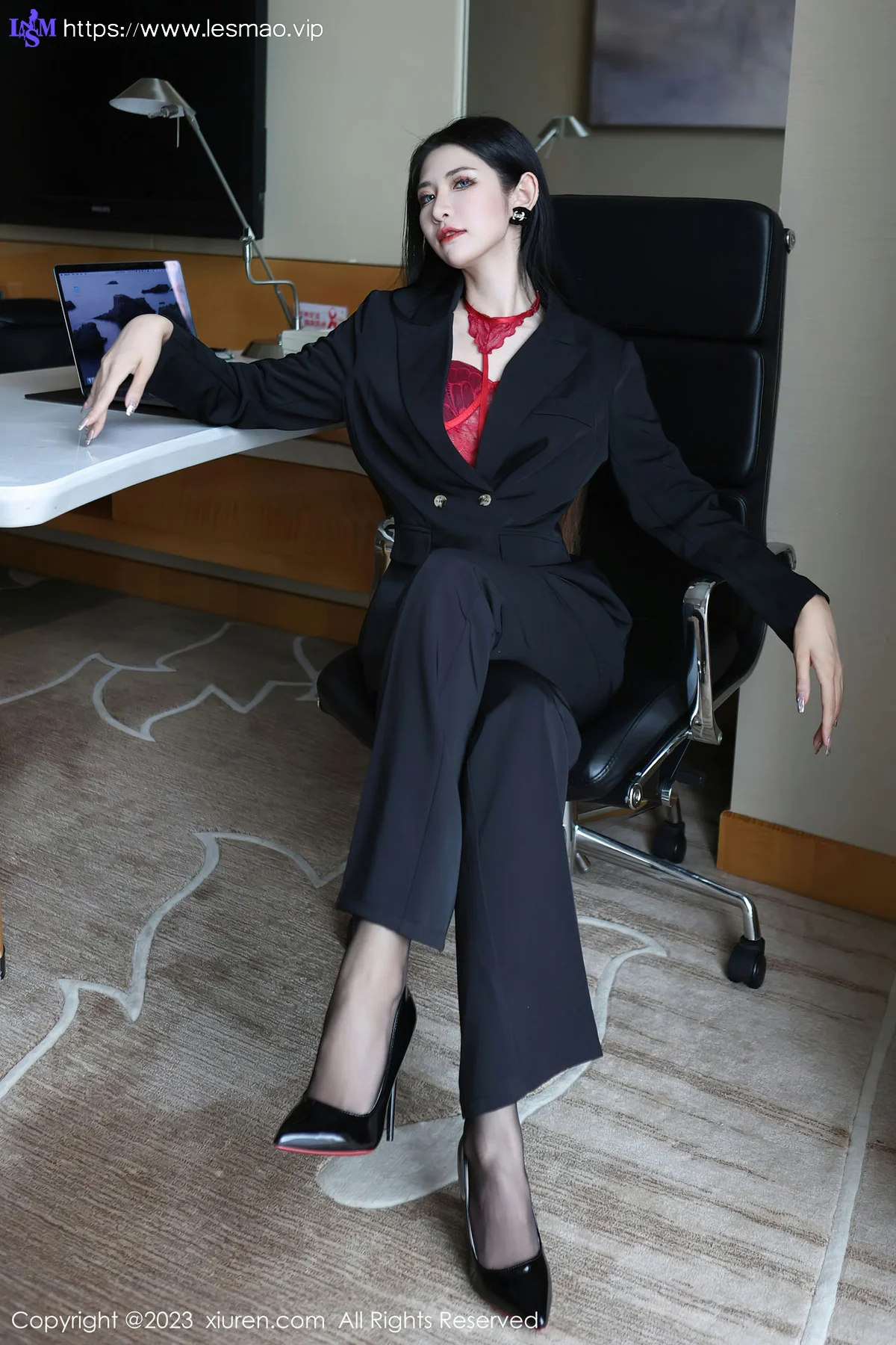 XiuRen 秀人 No.6402 依娜Yina 首套写真红色蕾丝内衣22 - 2