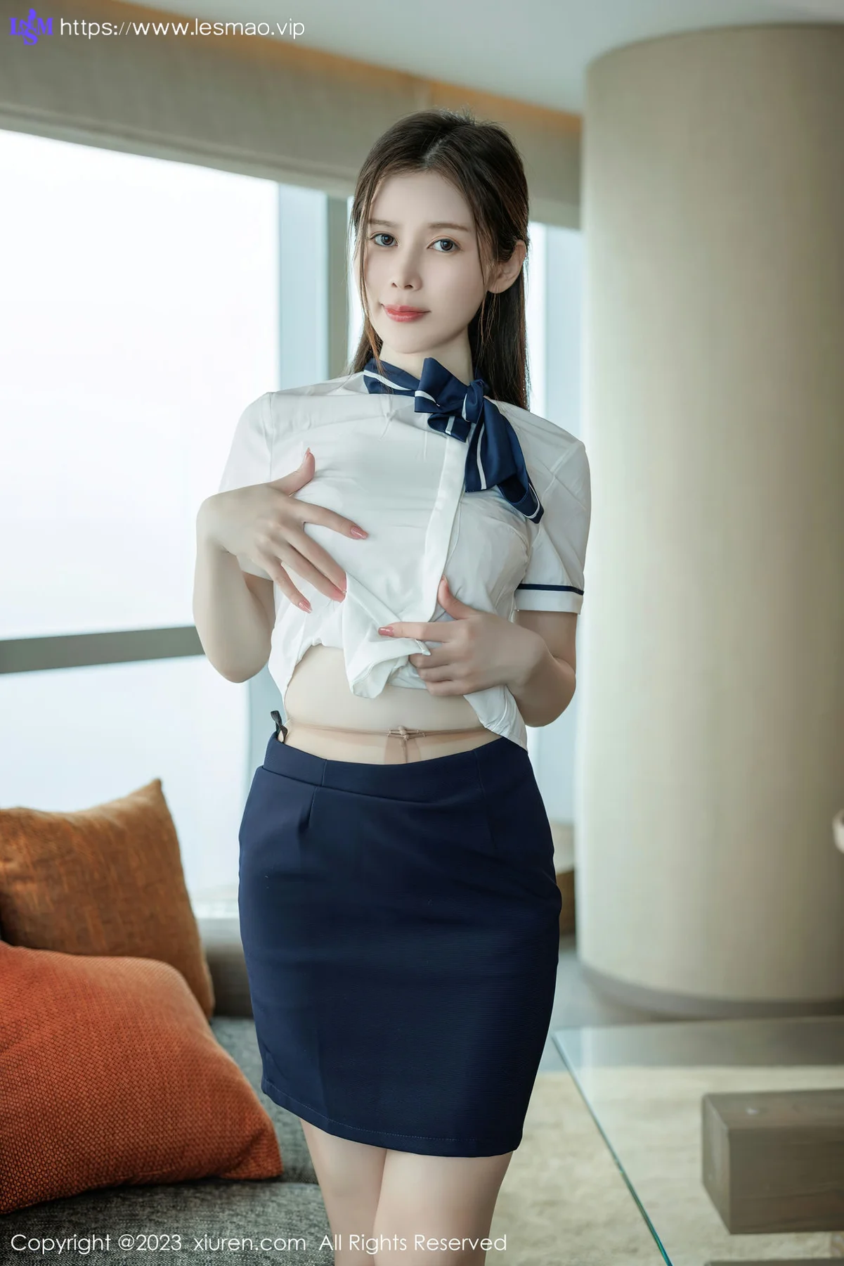 XiuRen 秀人 No.6545 吴雪瑶 蓝色短款制服性感写真1 - 9