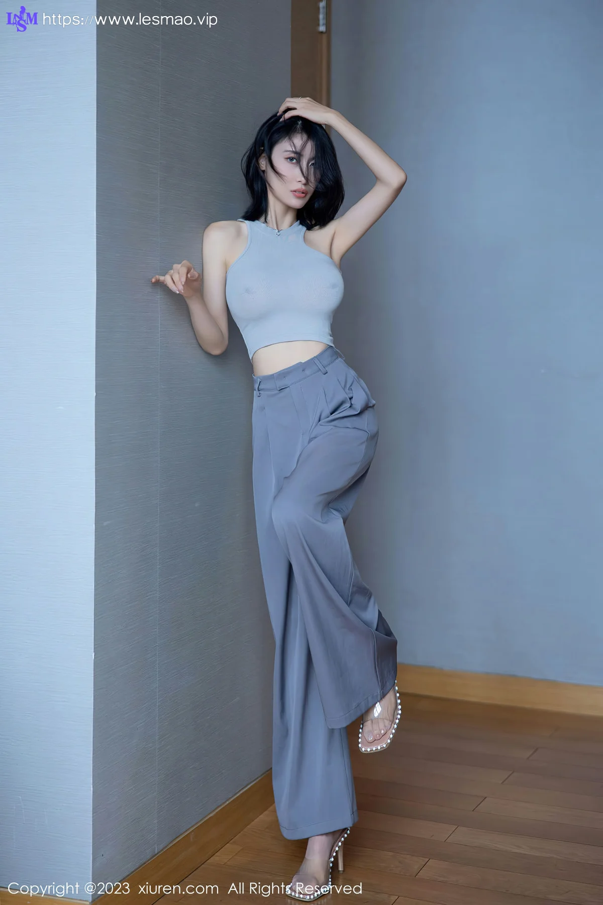 XiuRen 秀人 No.6552 lingyu69 蓝灰色短款上衣写真3 - 2
